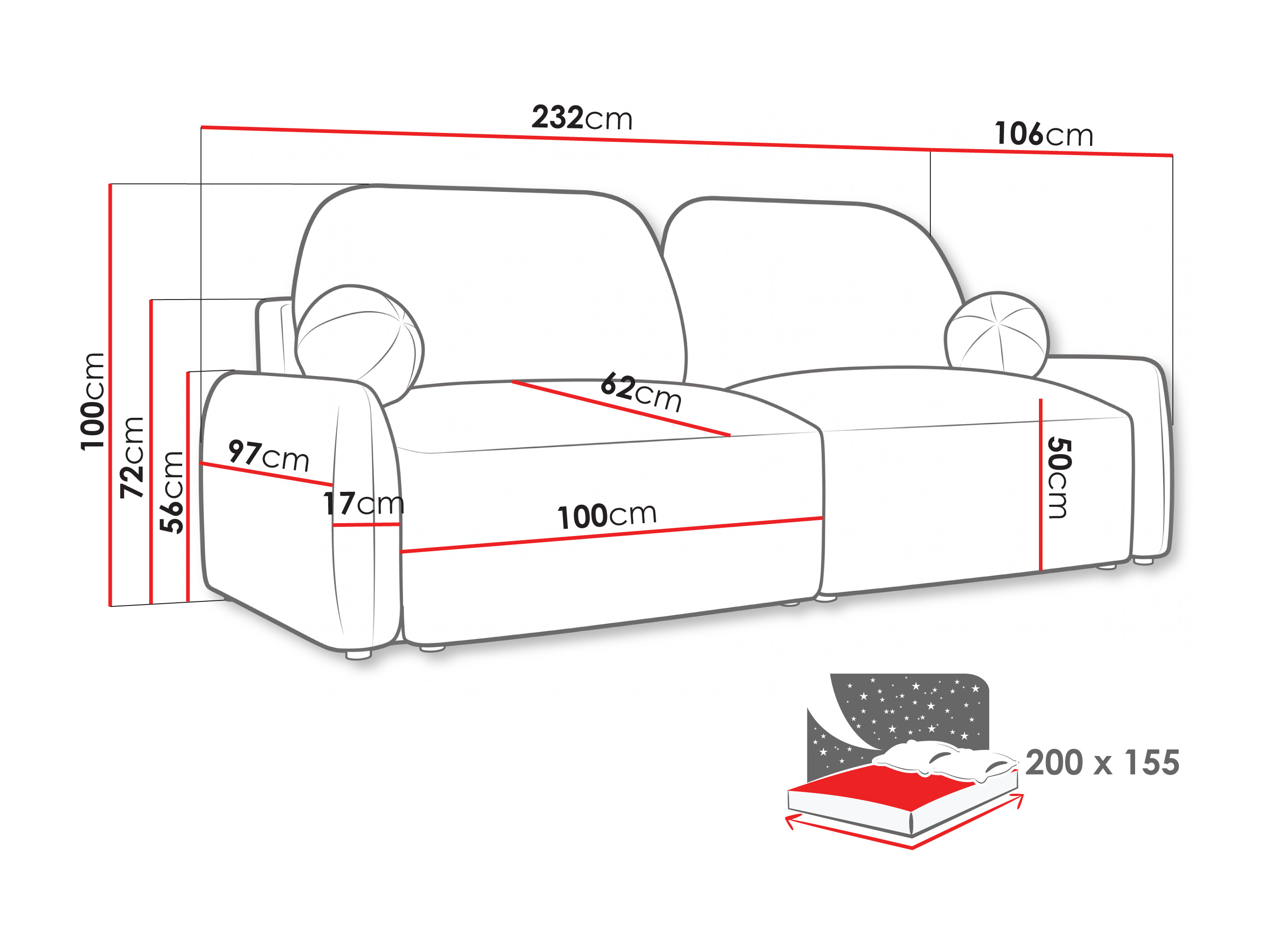 Sofa na razvlačenje Lufkin 153 (Quelle 83)