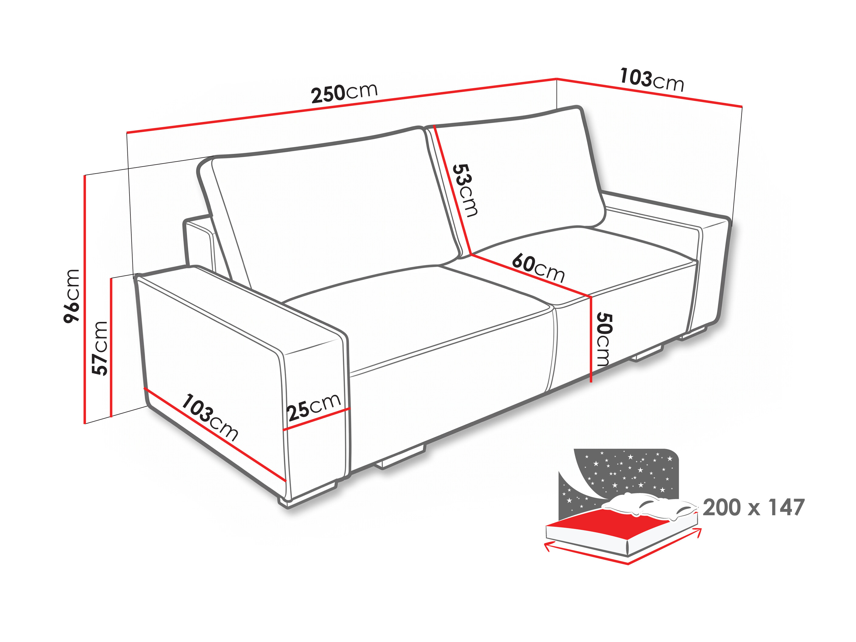 Sofa na razvlačenje Lufkin 156 (Lincoln 90)