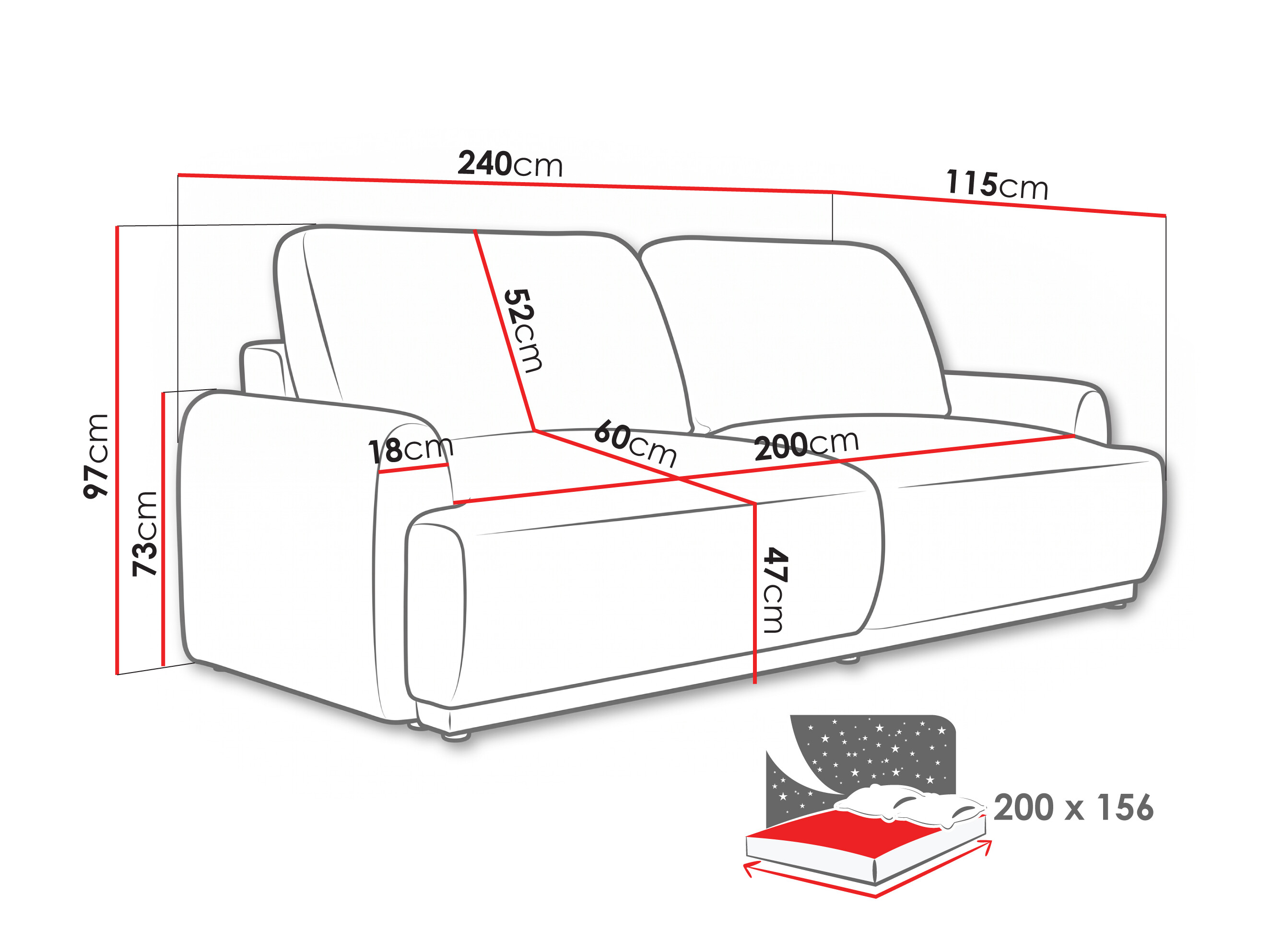 Sofa na razvlačenje Lufkin 113 (Bello 03)