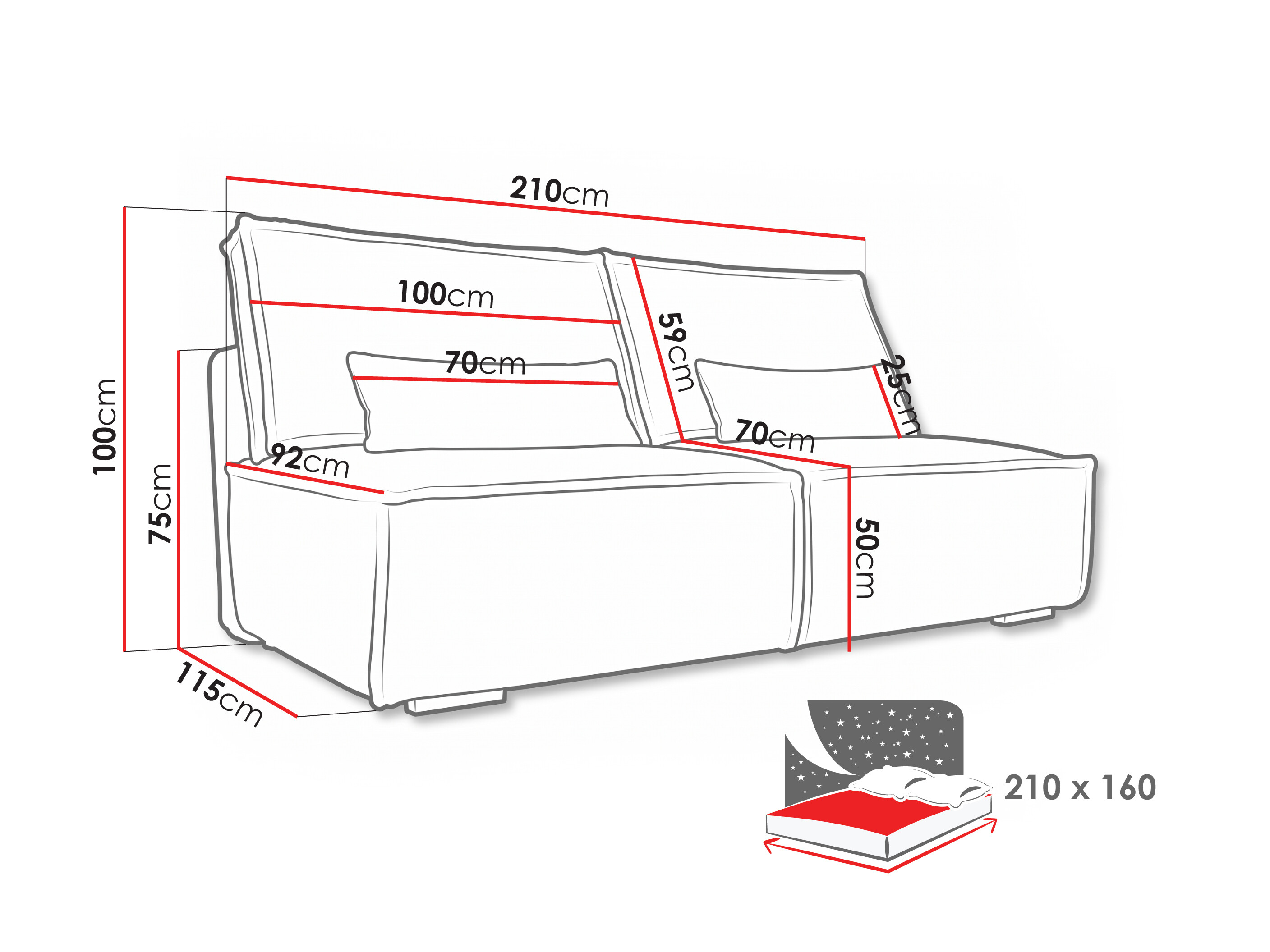 Sofa na razvlačenje Lufkin 147 (Tilia 83)
