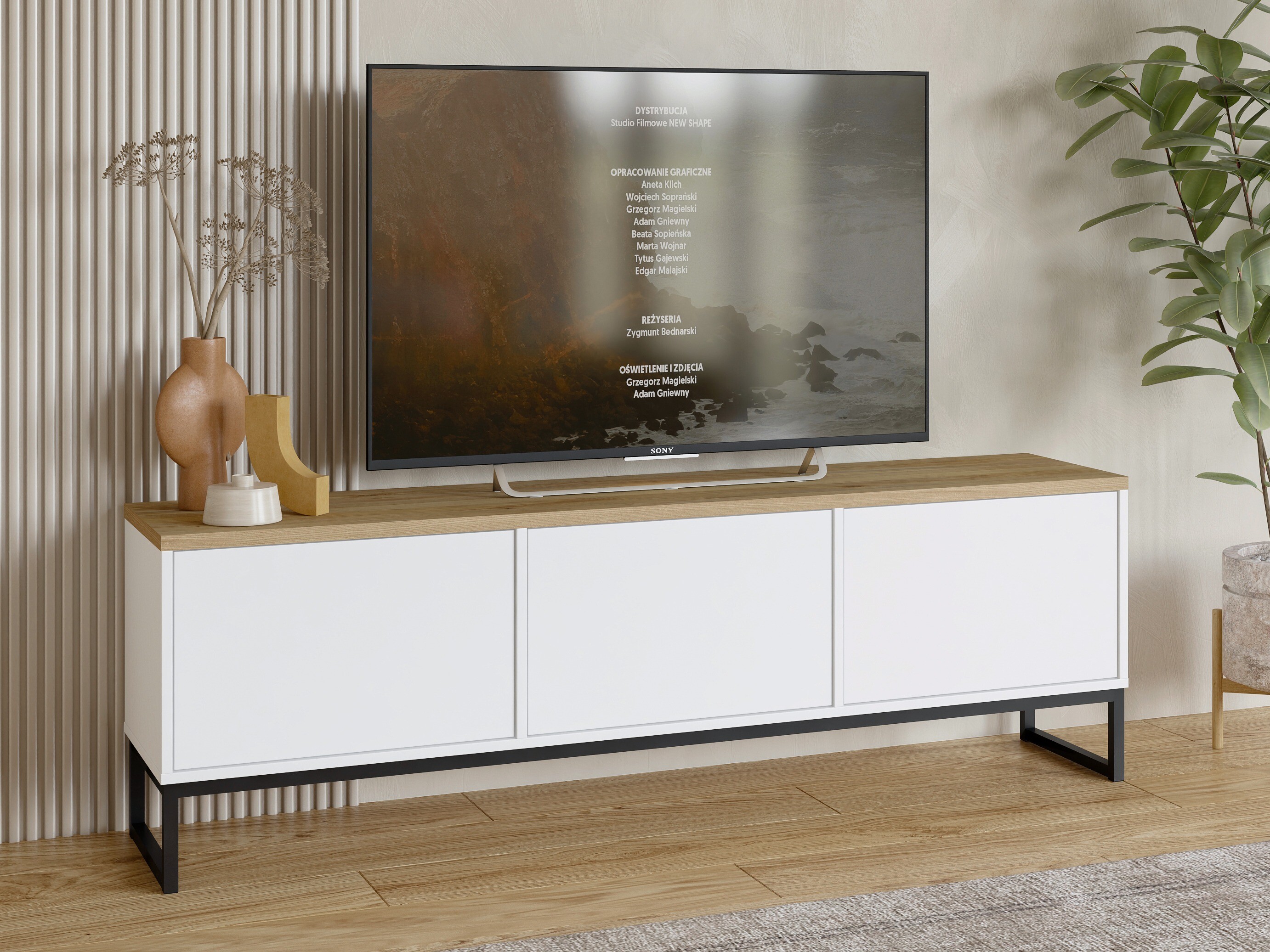 TV komoda Camtolo 100 (Belo + Svetli javor)