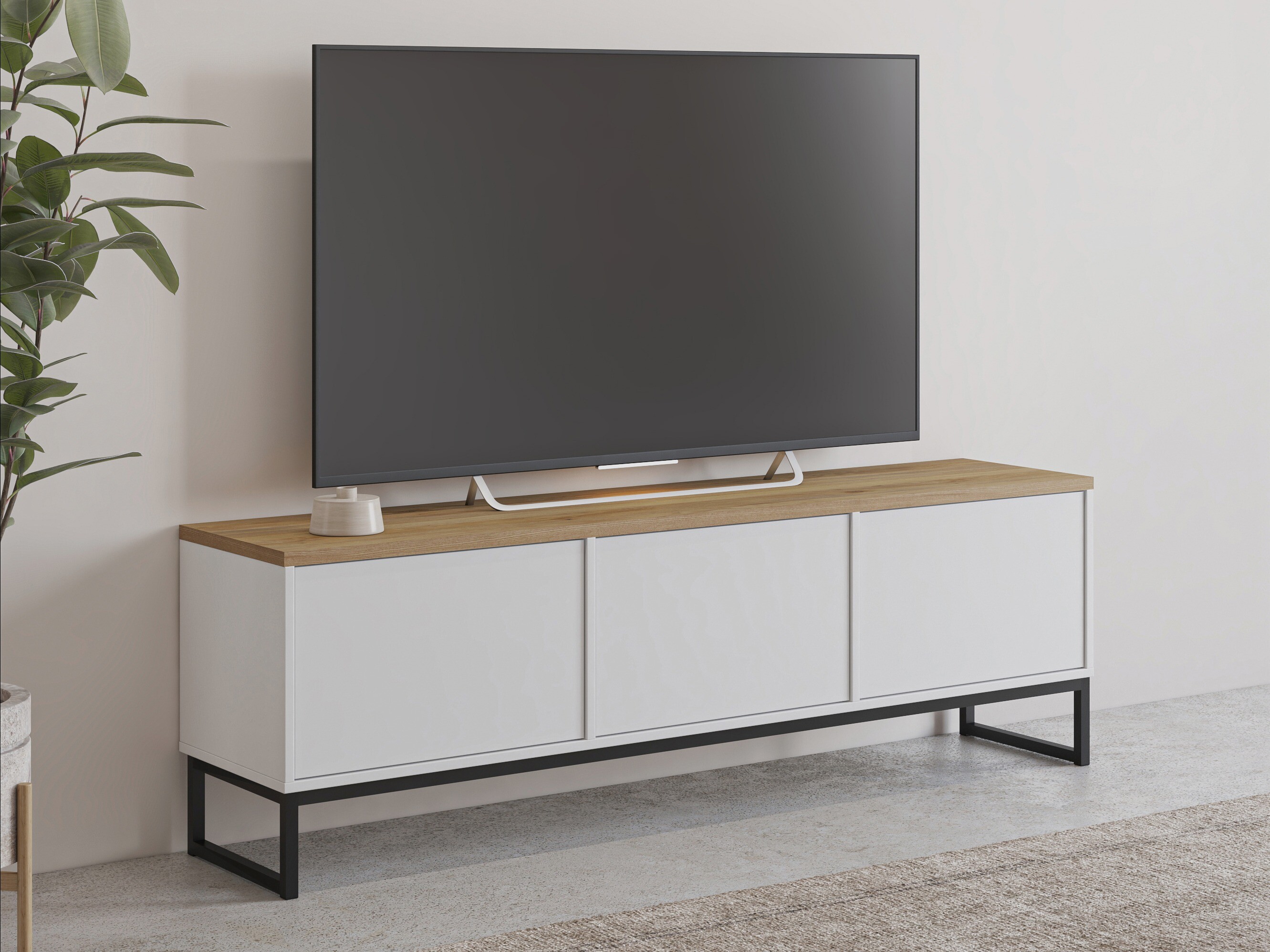 TV komoda Camtolo 100 (Belo + Svetli javor)