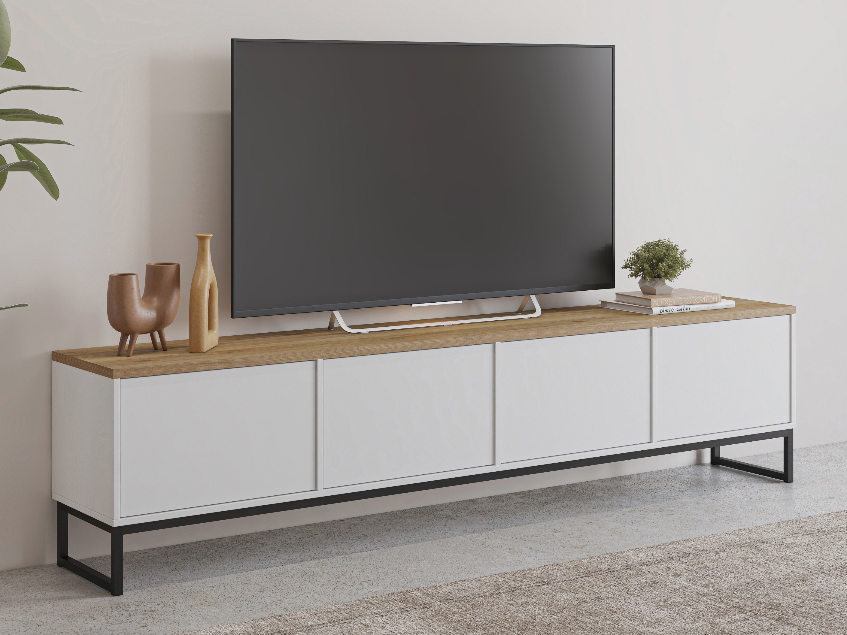 TV komoda Camtolo 101 (Belo + Svetli javor)