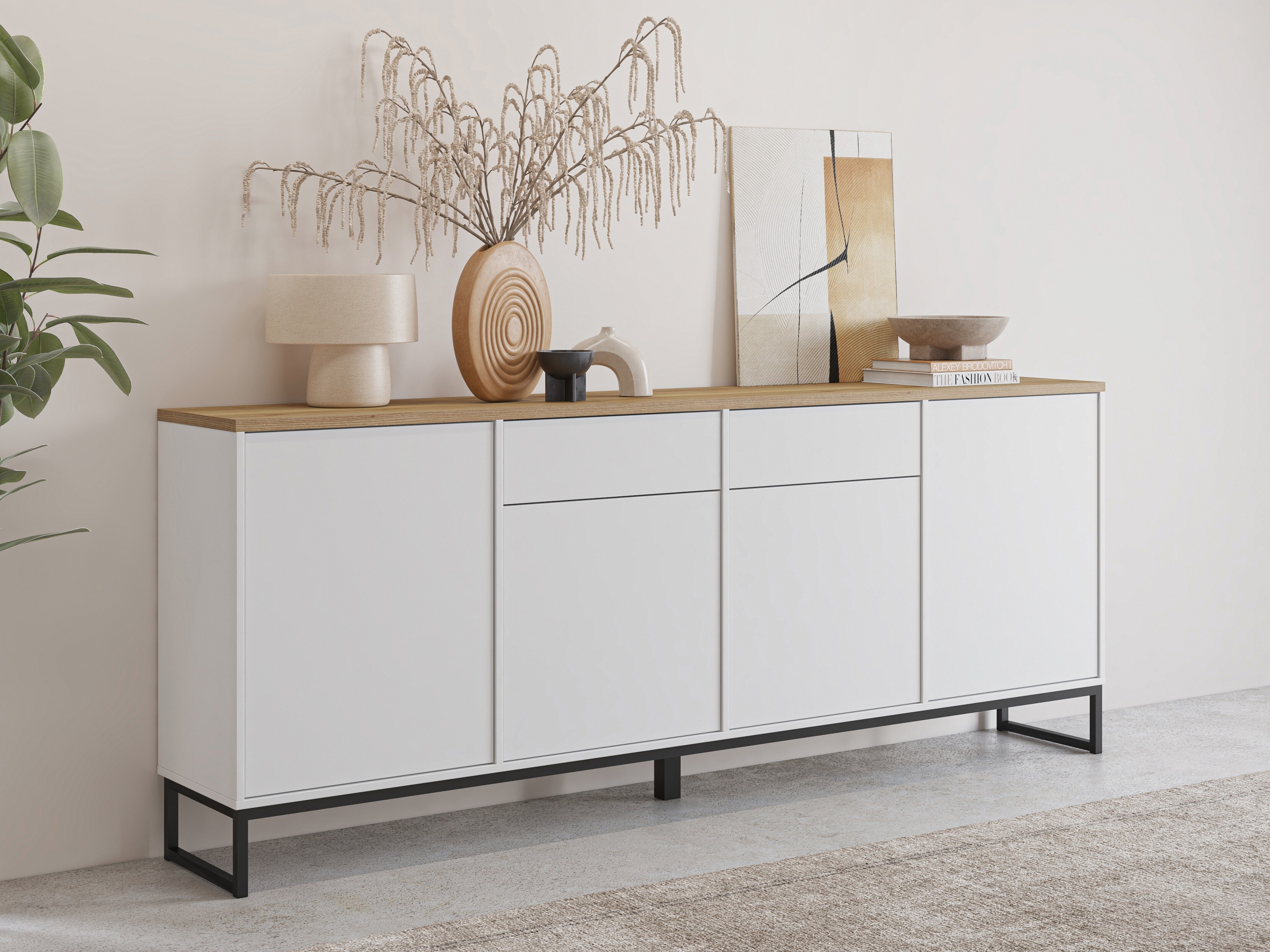 Komoda Camtolo 102 (Belo + Svetli javor)