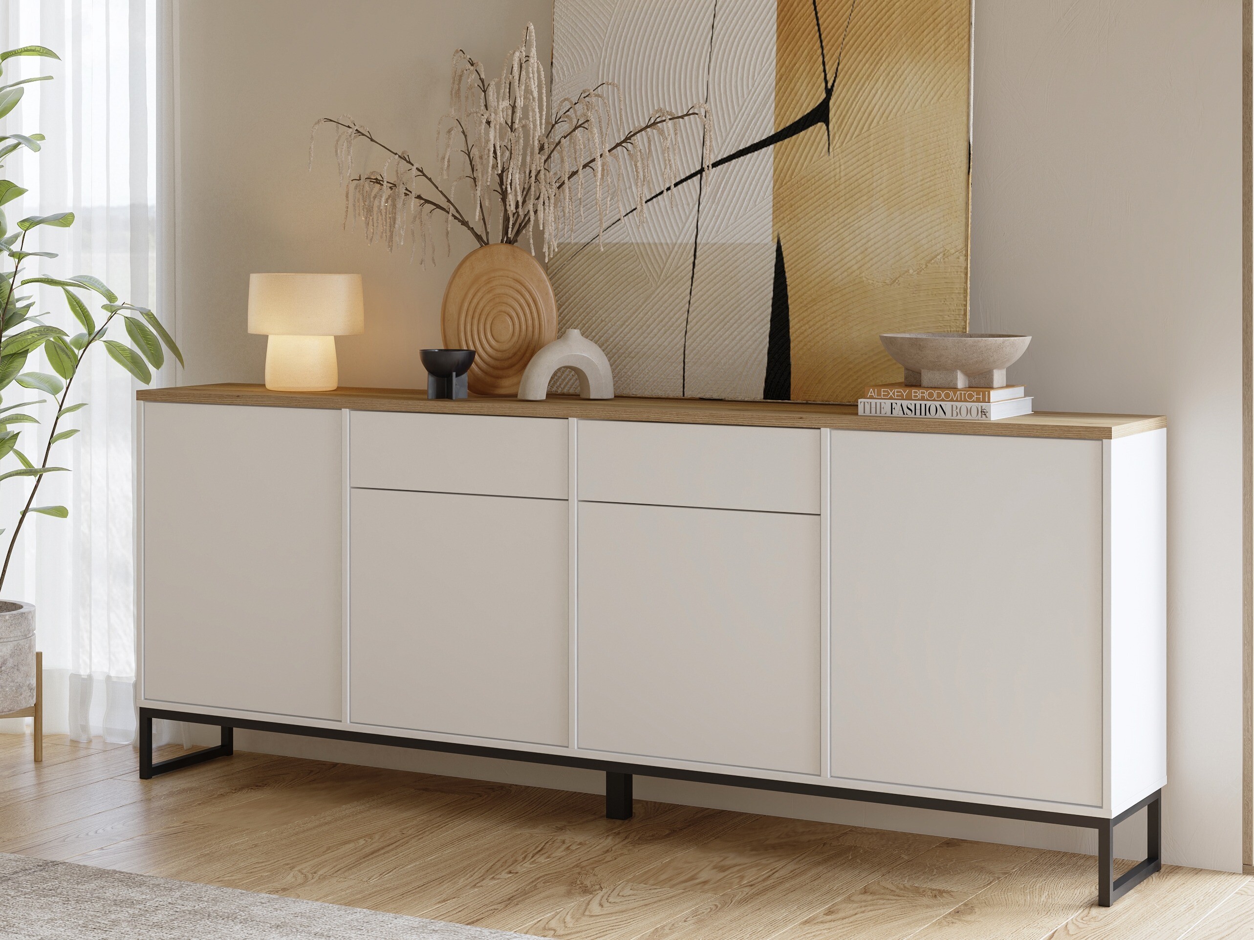 Komoda Camtolo 102 (Belo + Svetli javor)