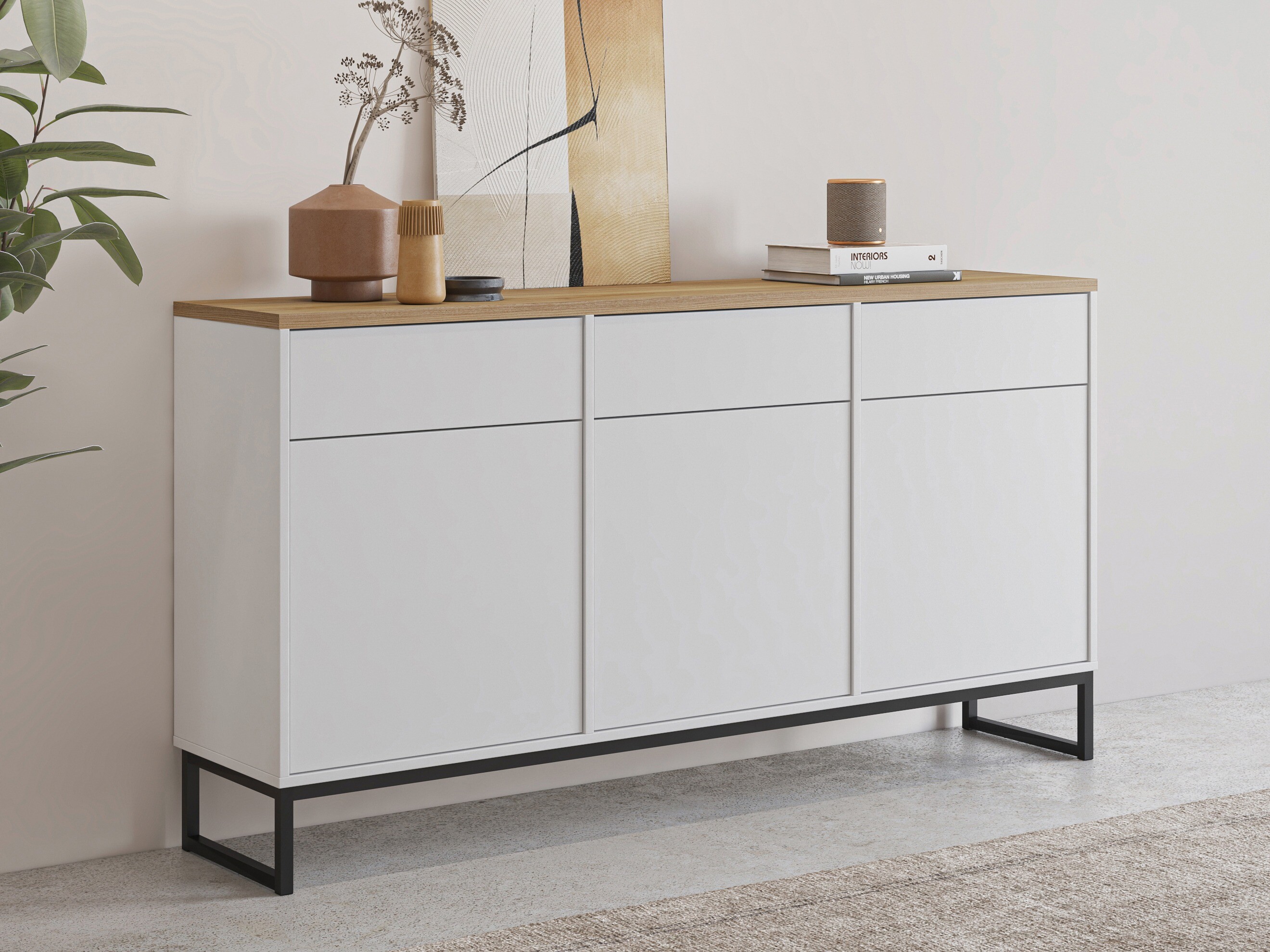 Komoda Camtolo 103 (Belo + Svetli javor)
