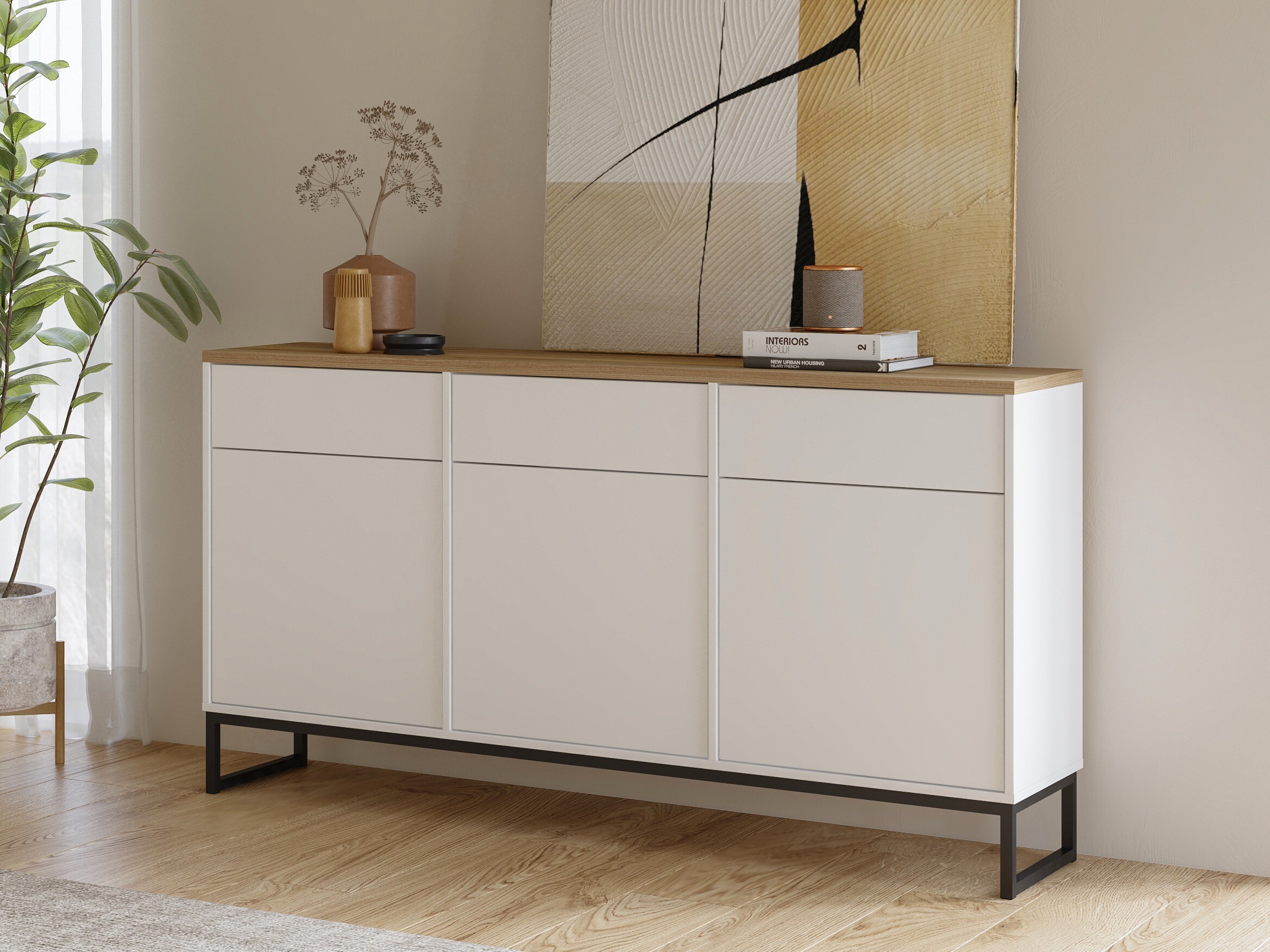 Komoda Camtolo 103 (Belo + Svetli javor)