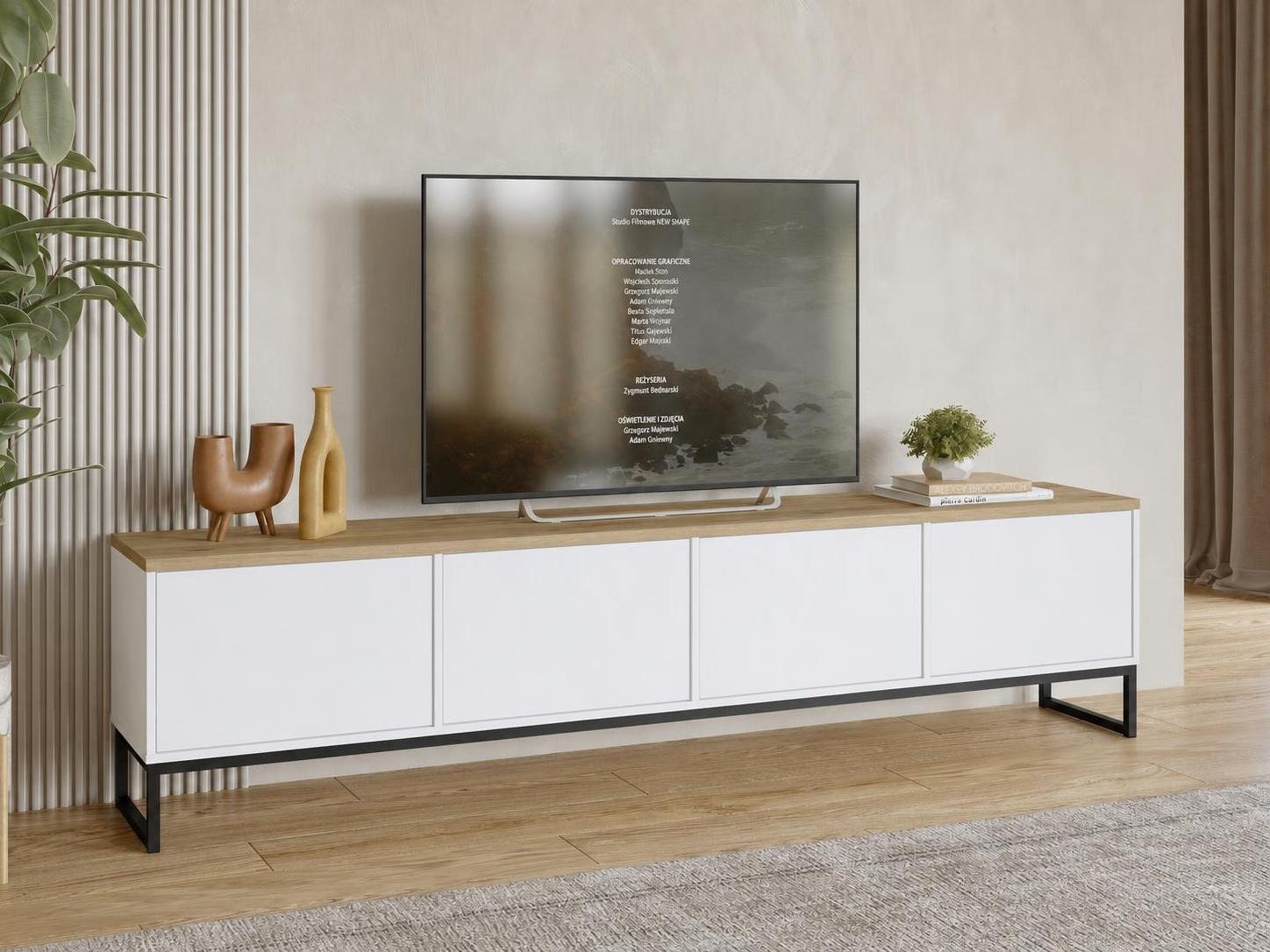 TV komoda Camtolo 101 (Belo + Svetli javor)