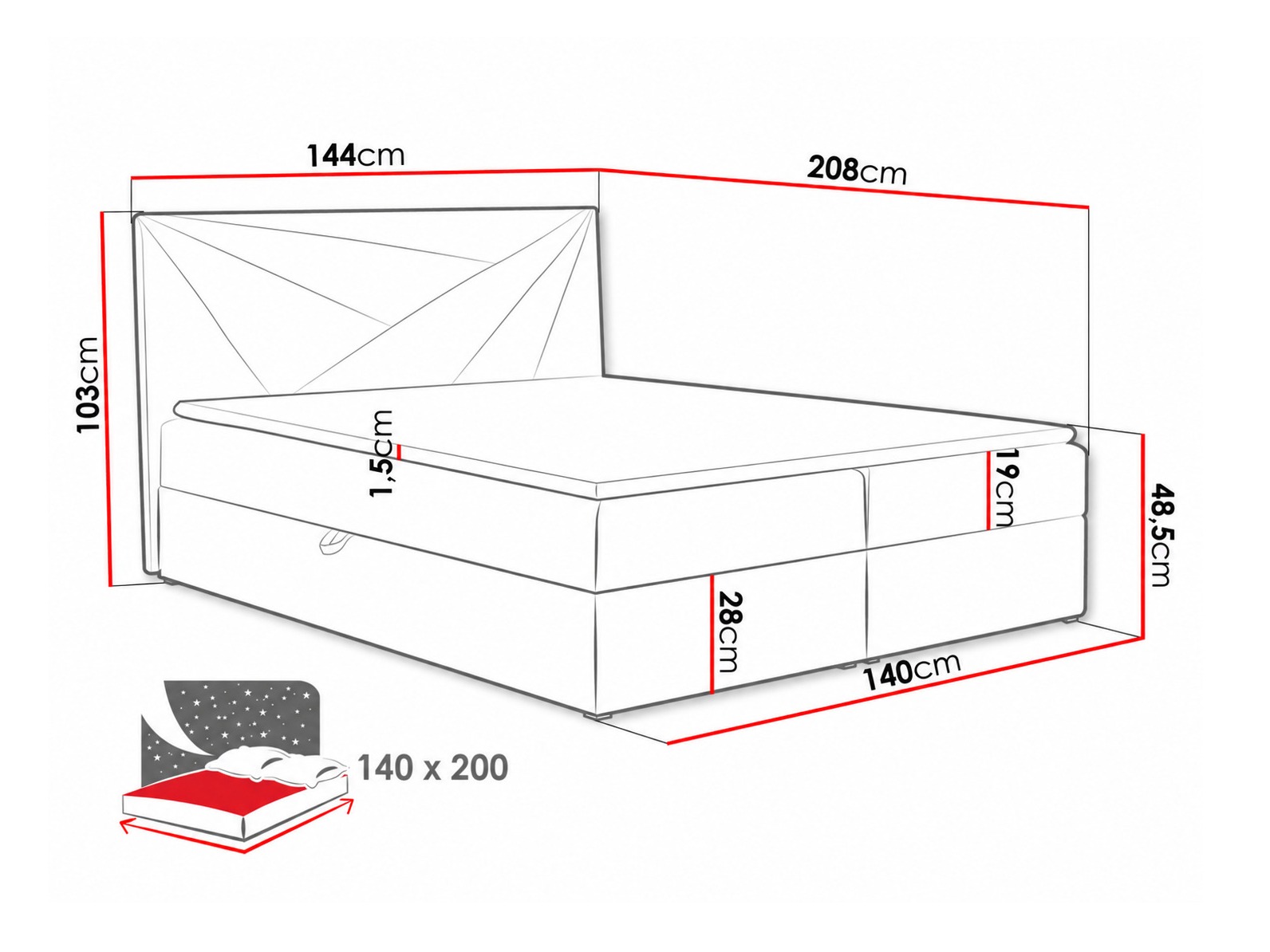 Boxspring krevet Pons II (Kronos 15)