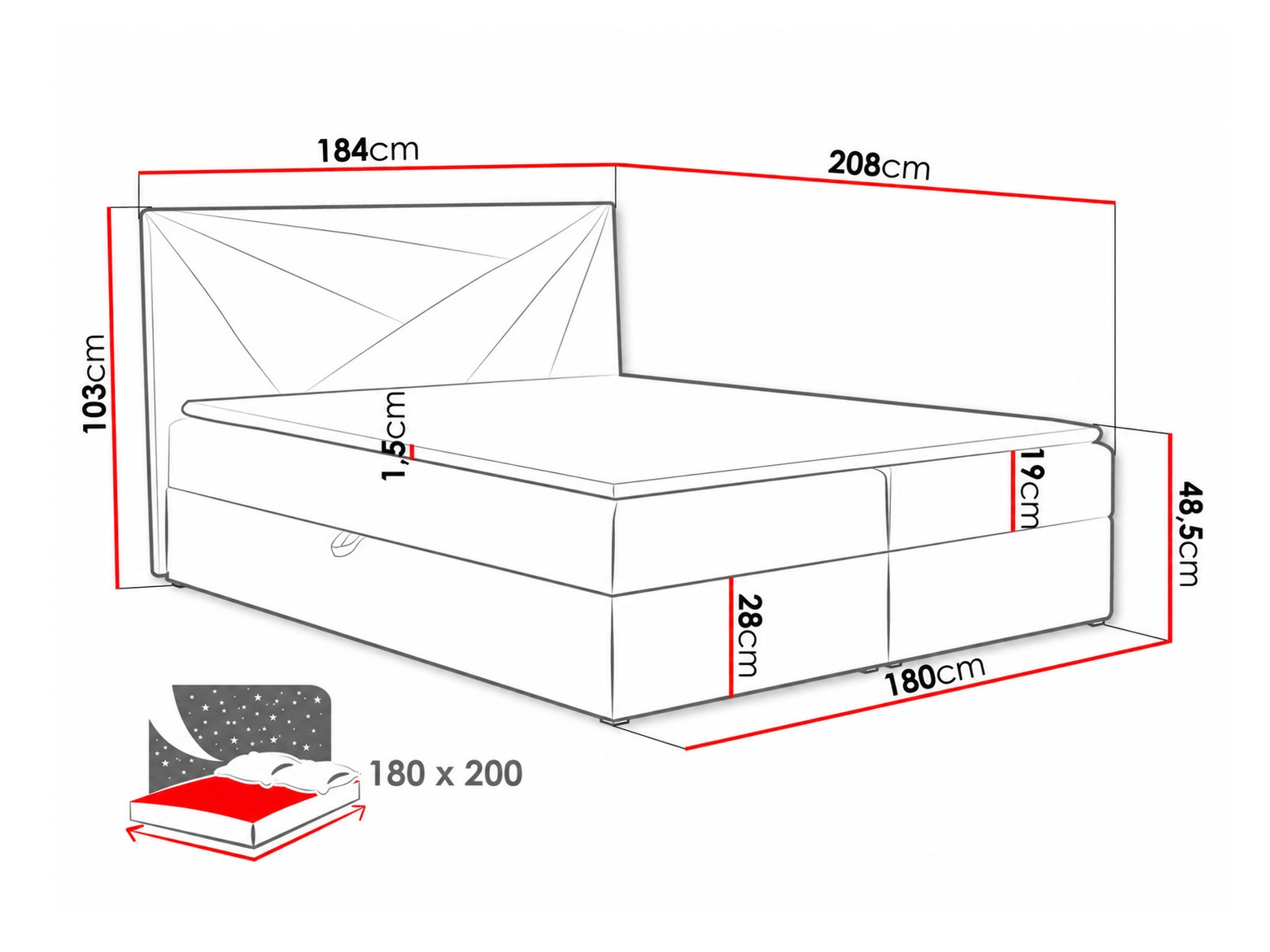 Boxspring krevet Pons II (Kronos 15)