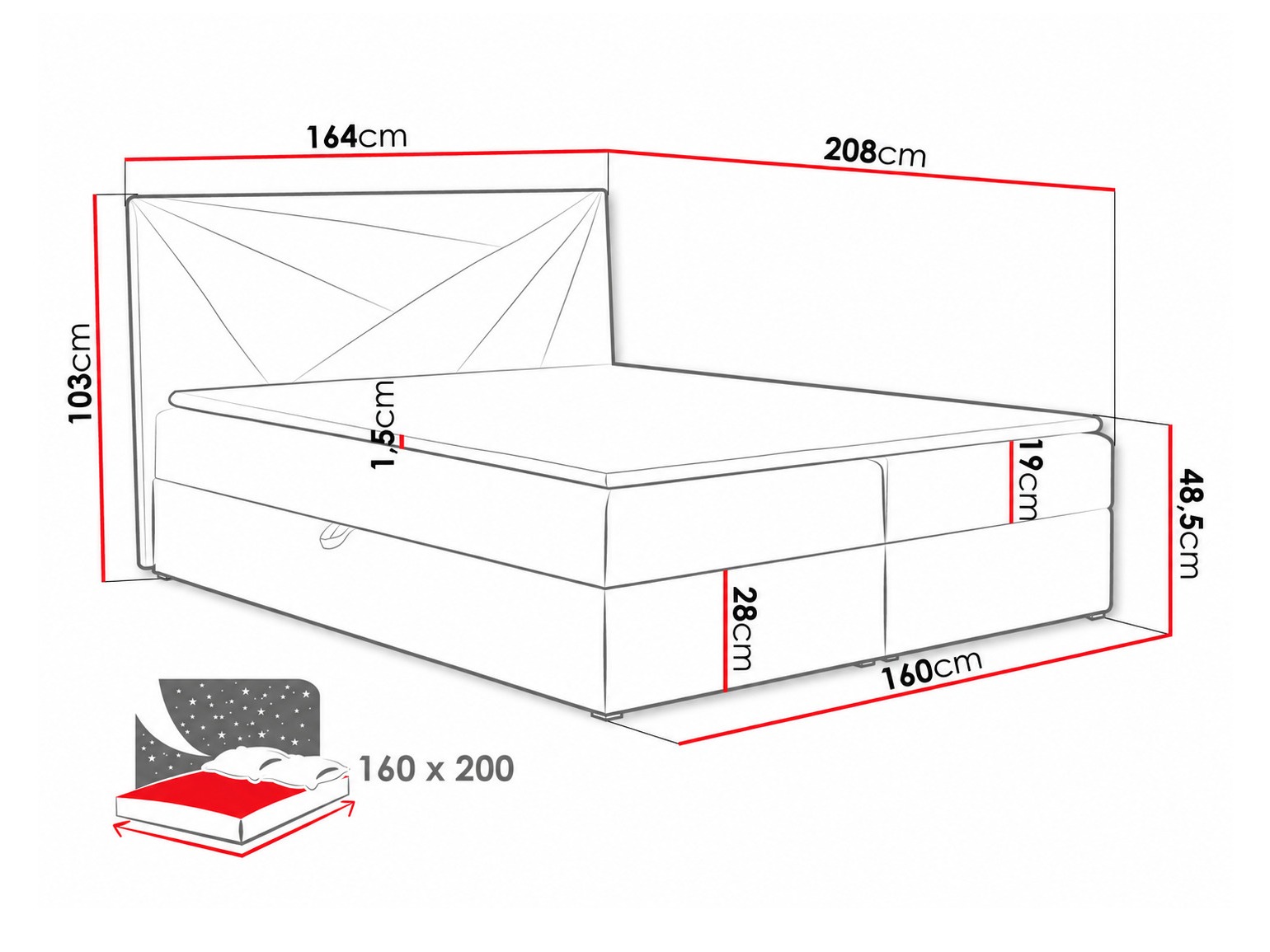 Boxspring krevet Pons II (Kronos 27)