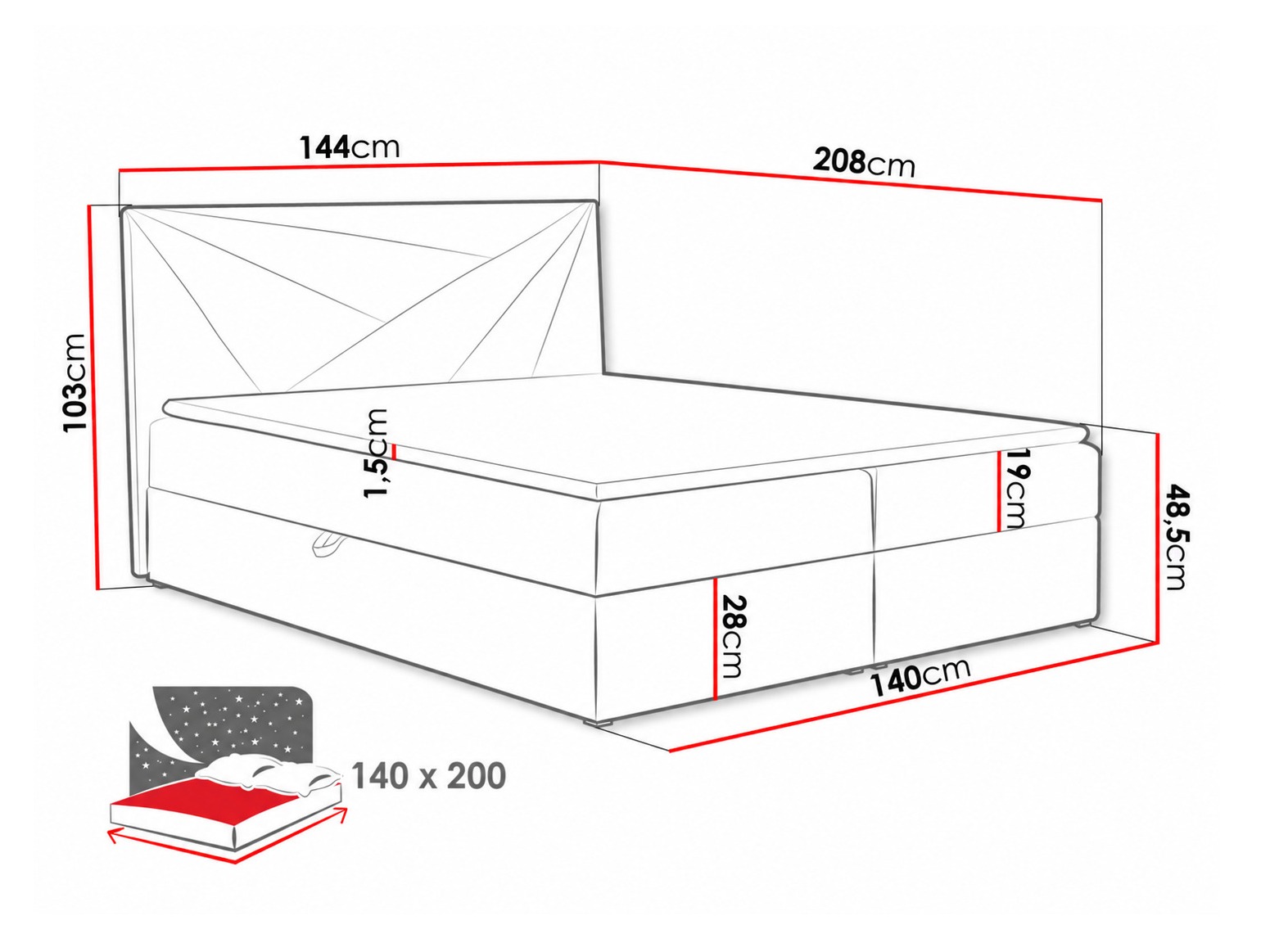 Boxspring krevet Pons II (Paros 2)