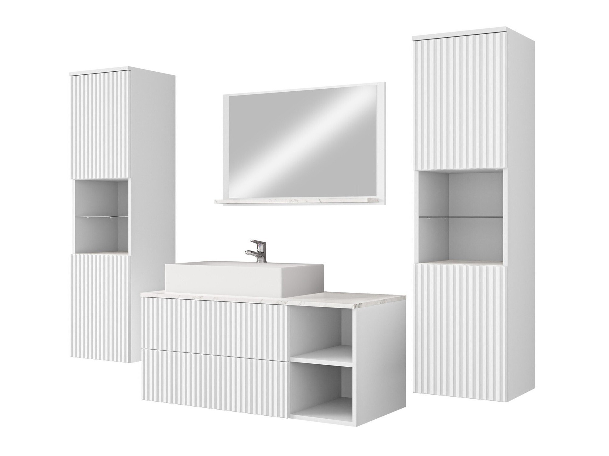 Set za kupatilo Nauta II (Belo + Beli mermer)