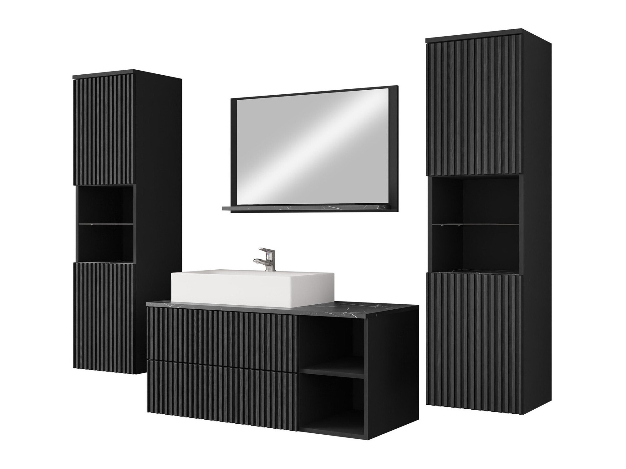 Set za kupatilo Nauta II (Crno + Crni mermer)