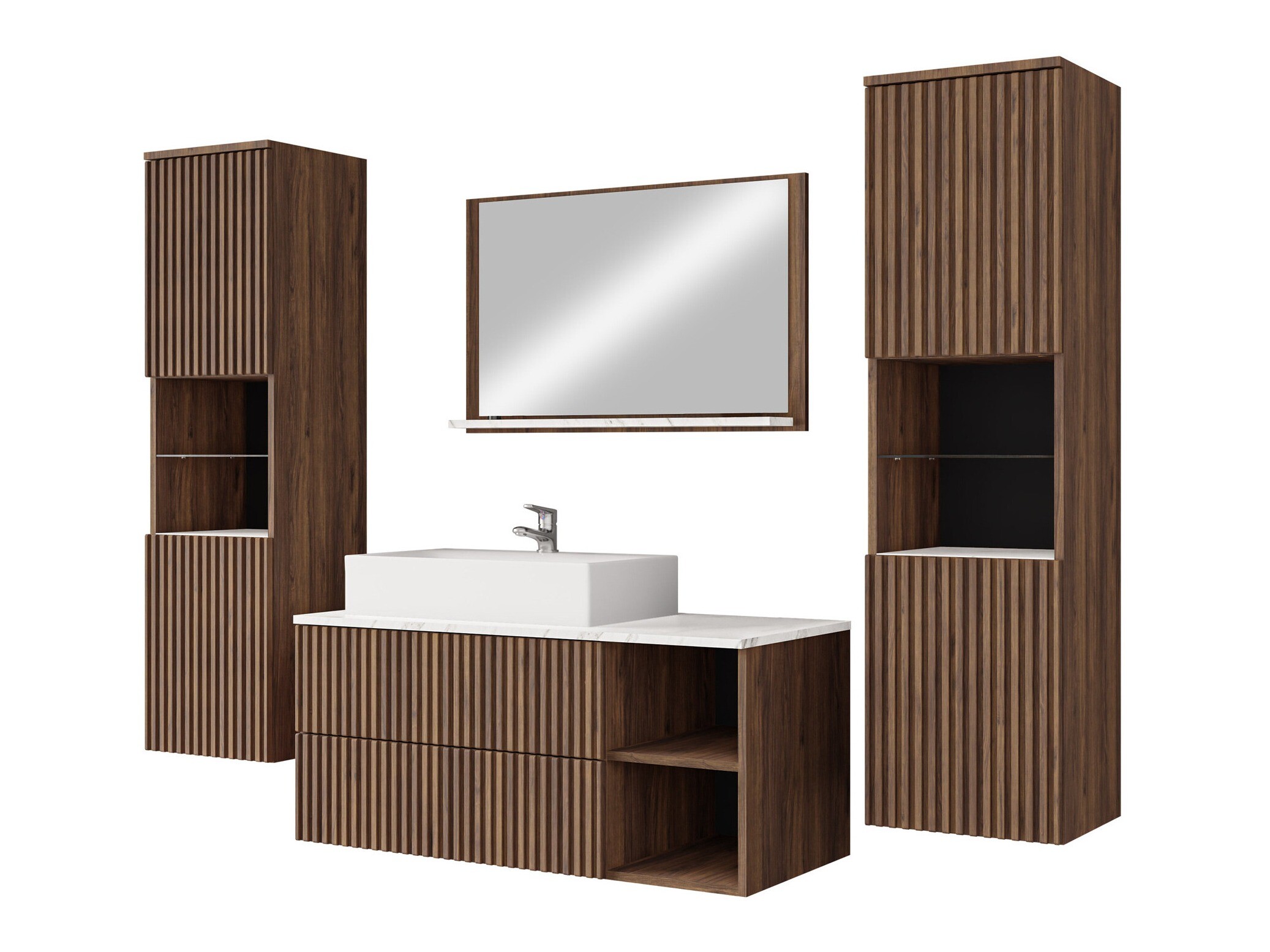 Set za kupatilo Nauta II (Orah + Beli mermer)