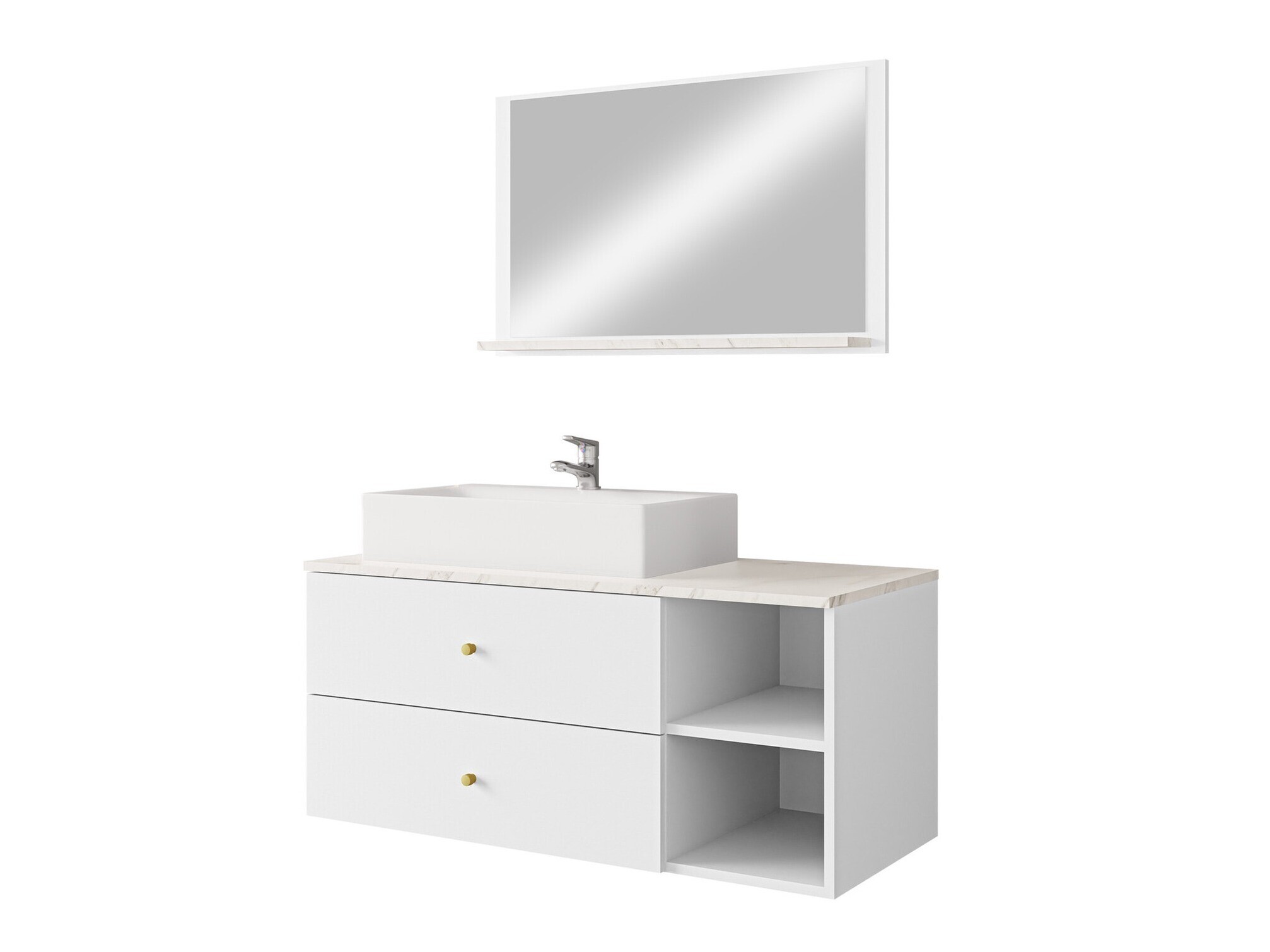 Set za kupatilo Salus I (Belo + Beli mermer)