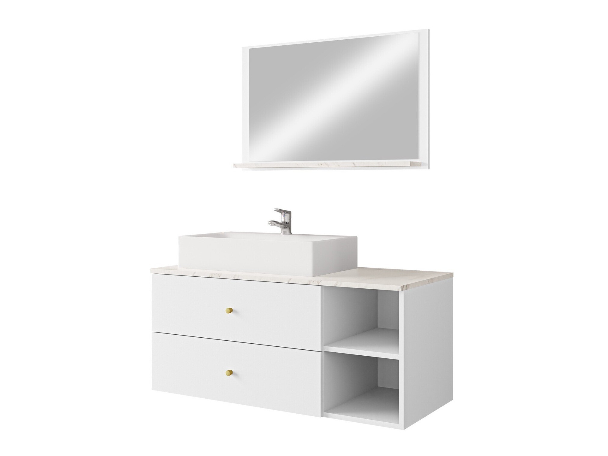 Set za kupatilo Salus I (Belo + Beli mermer)