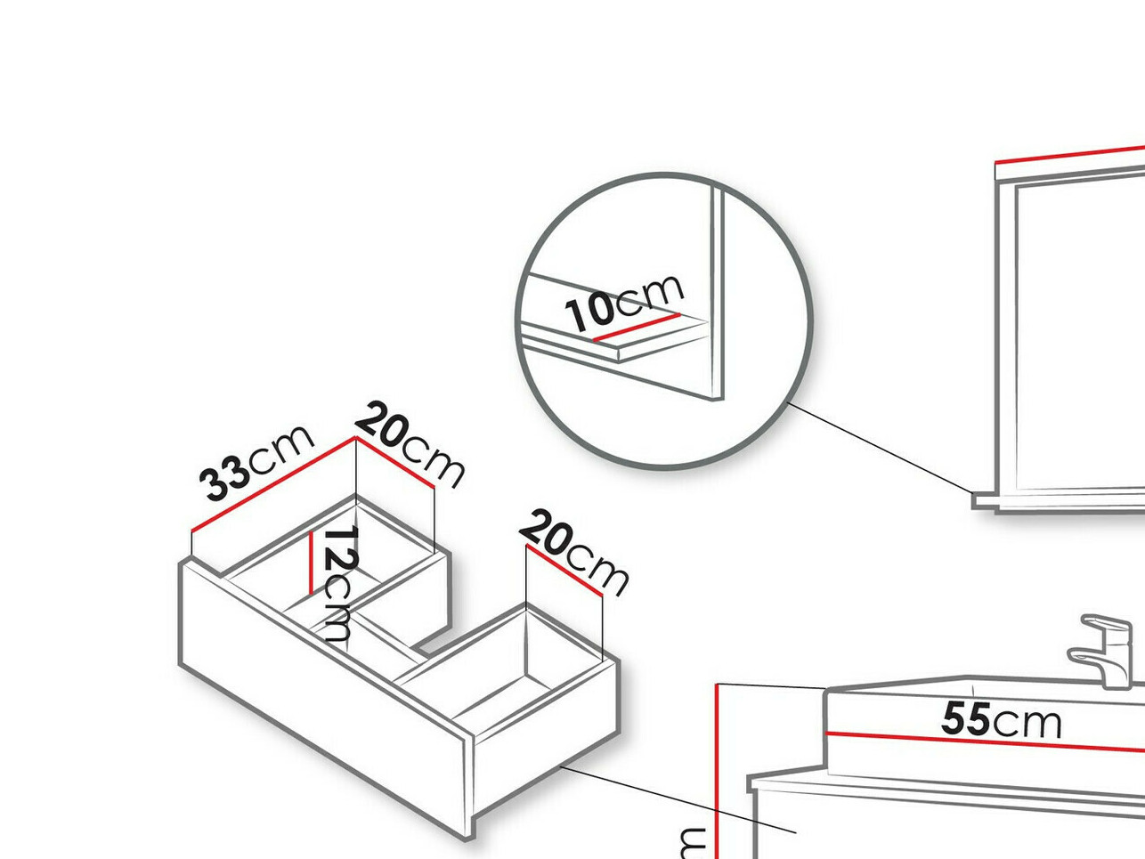 Set za kupatilo Salus I (Belo + Beli mermer)