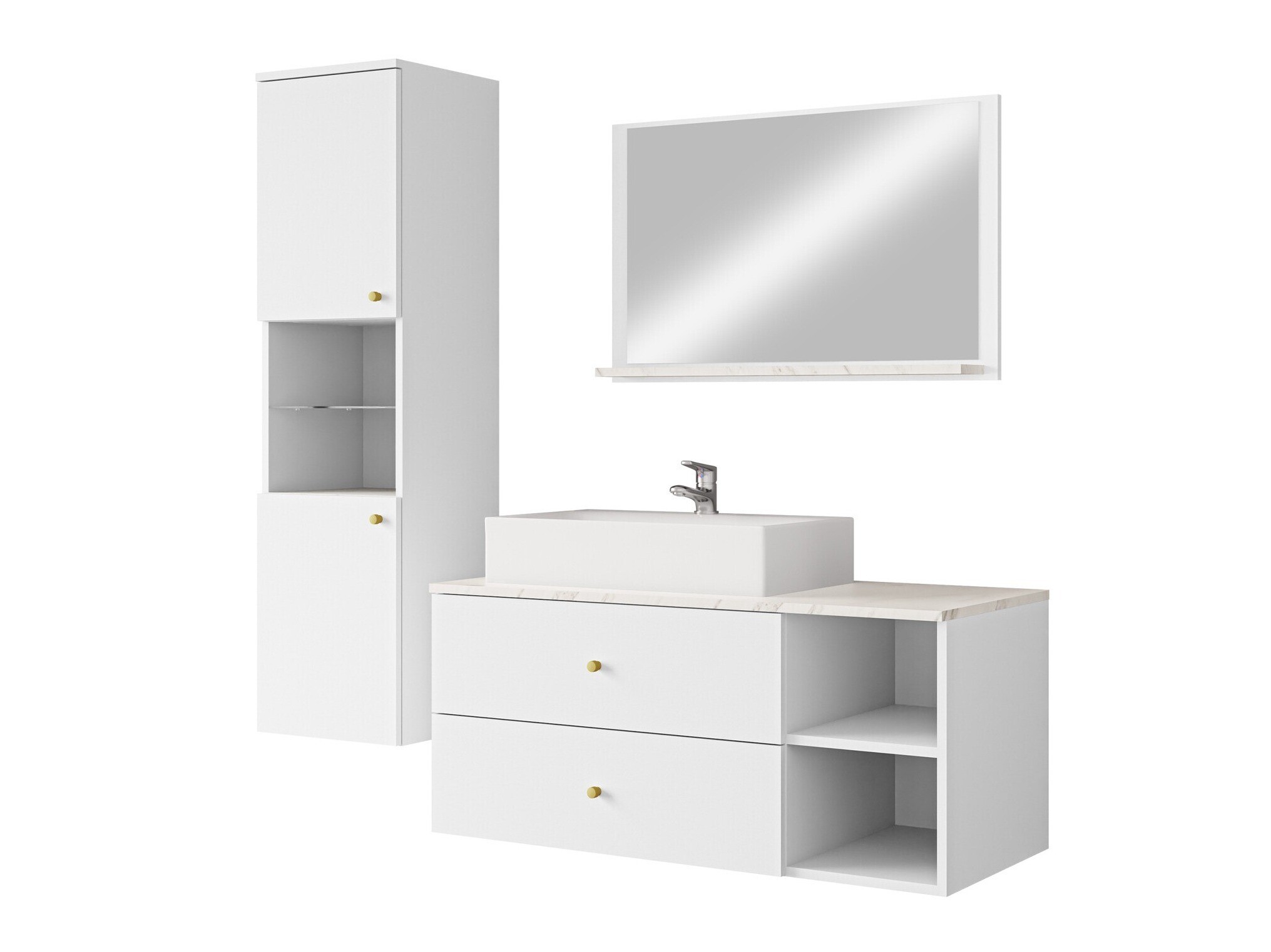 Set za kupatilo Salus II (Belo + Beli mermer)