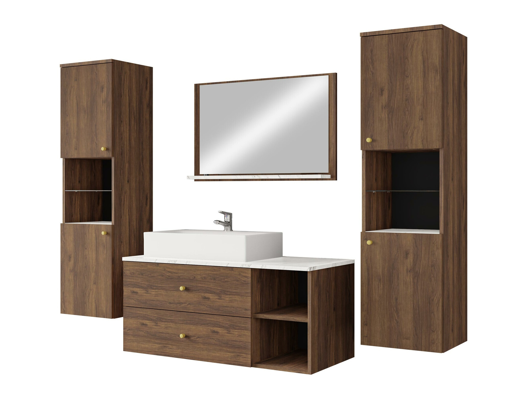 Set za kupatilo Salus III (Orah + Beli mermer)