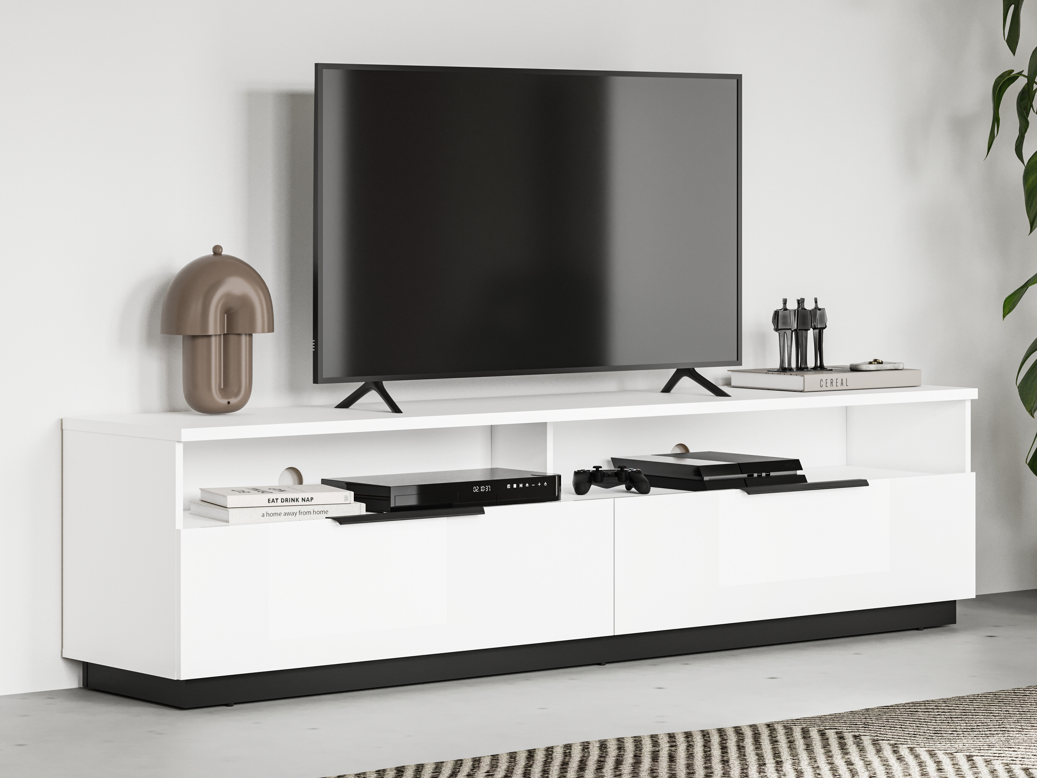 TV komoda Talevaro 102 (Belo + Sjajno belo)