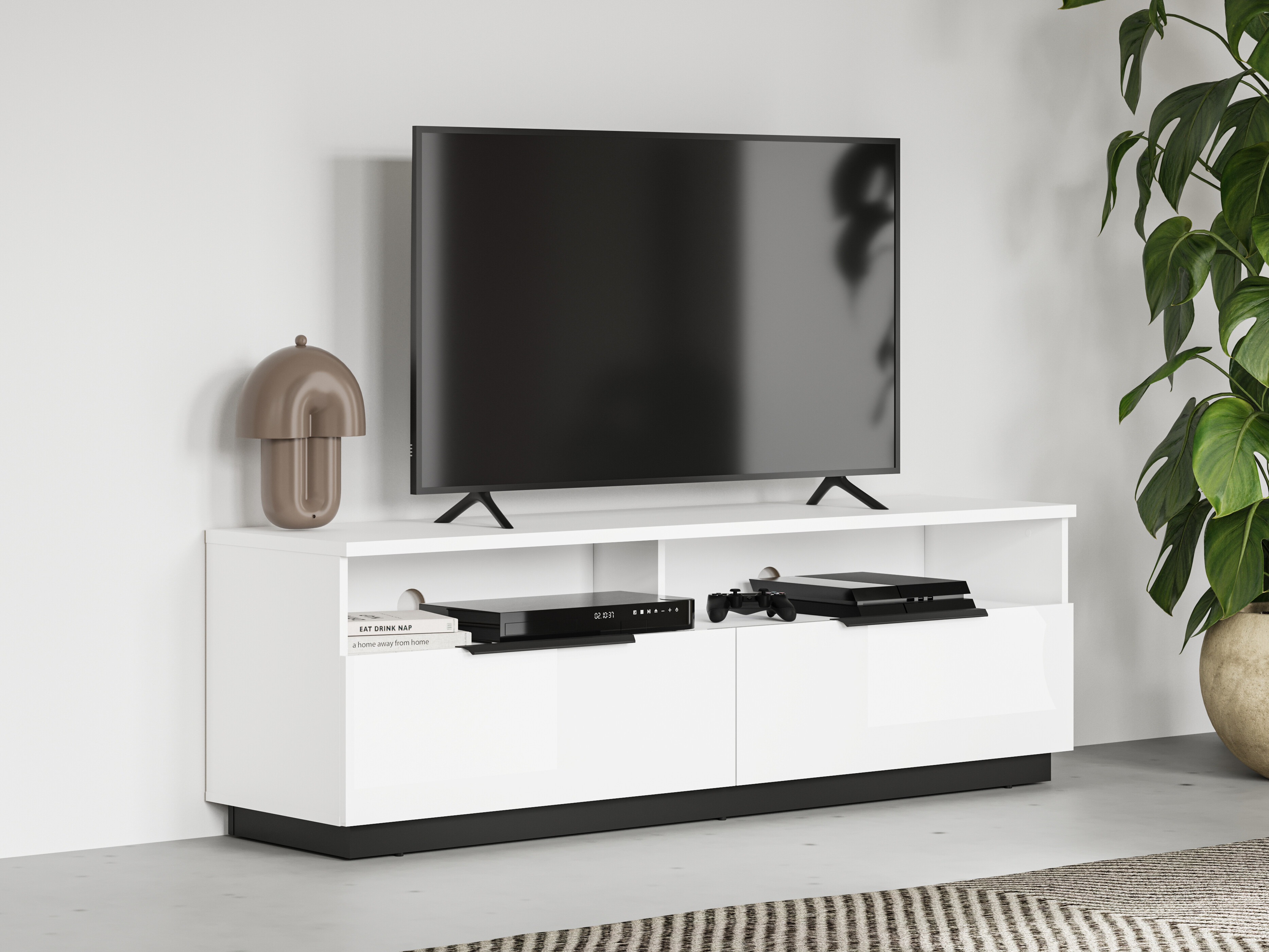 TV komoda Talevaro 103 (Belo + Sjajno belo)