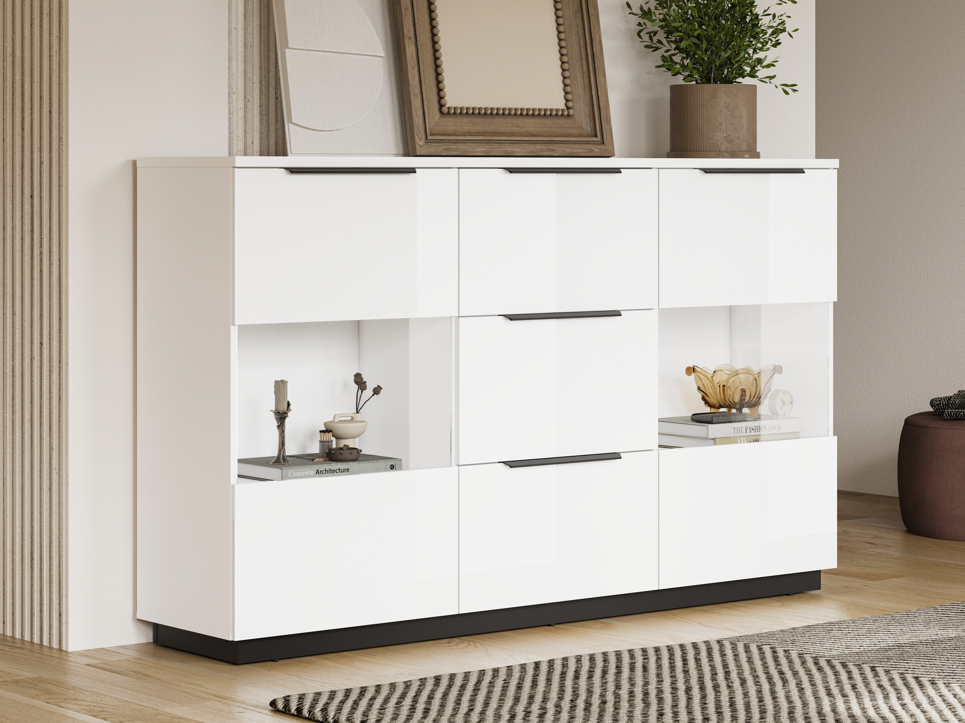 Komoda Talevaro 105 (Belo + Sjajno belo)