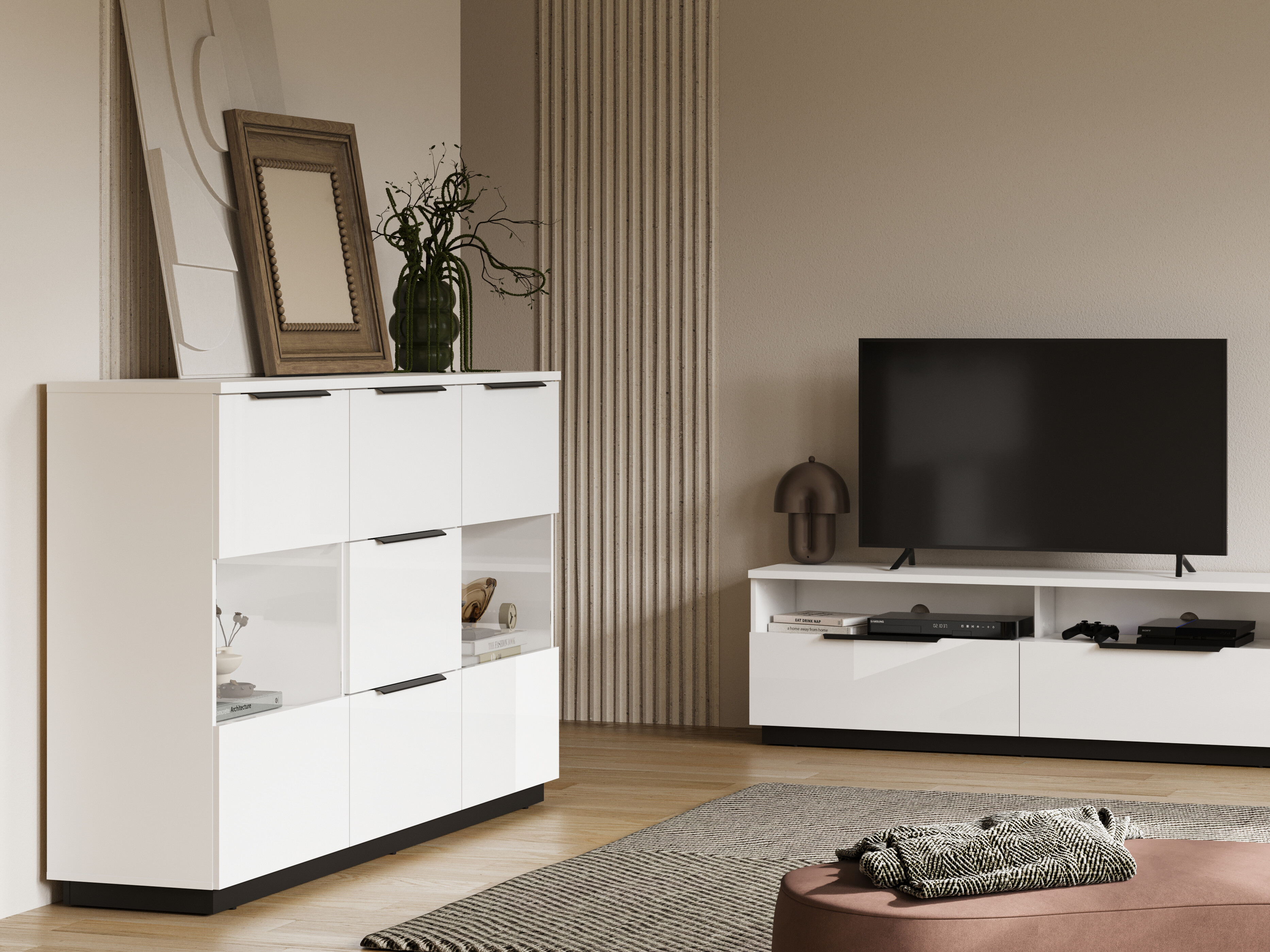 Komoda Talevaro 105 (Belo + Sjajno belo)