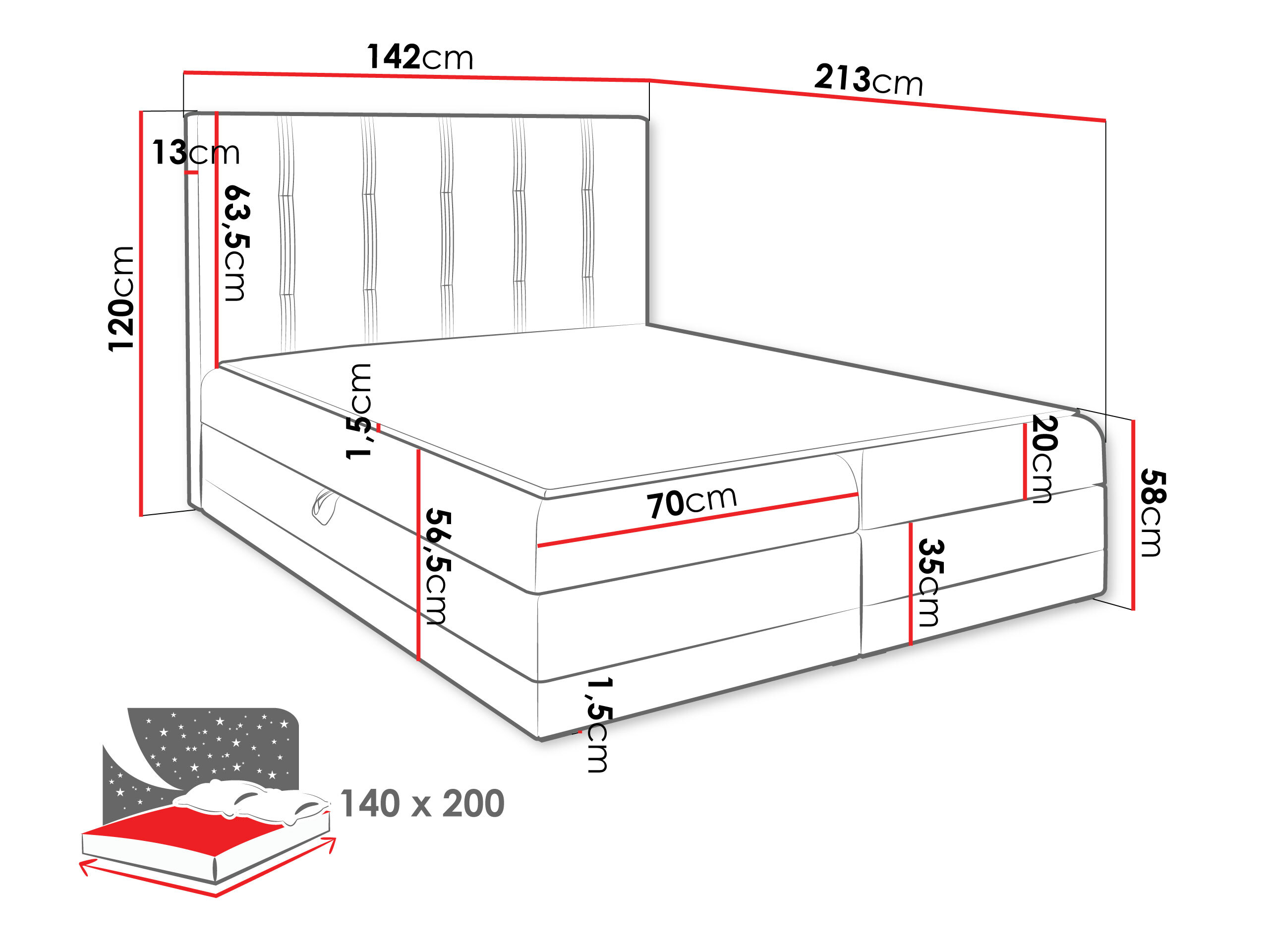 Boxspring krevet Villa (Kameleon 04 + Kameleon 15)