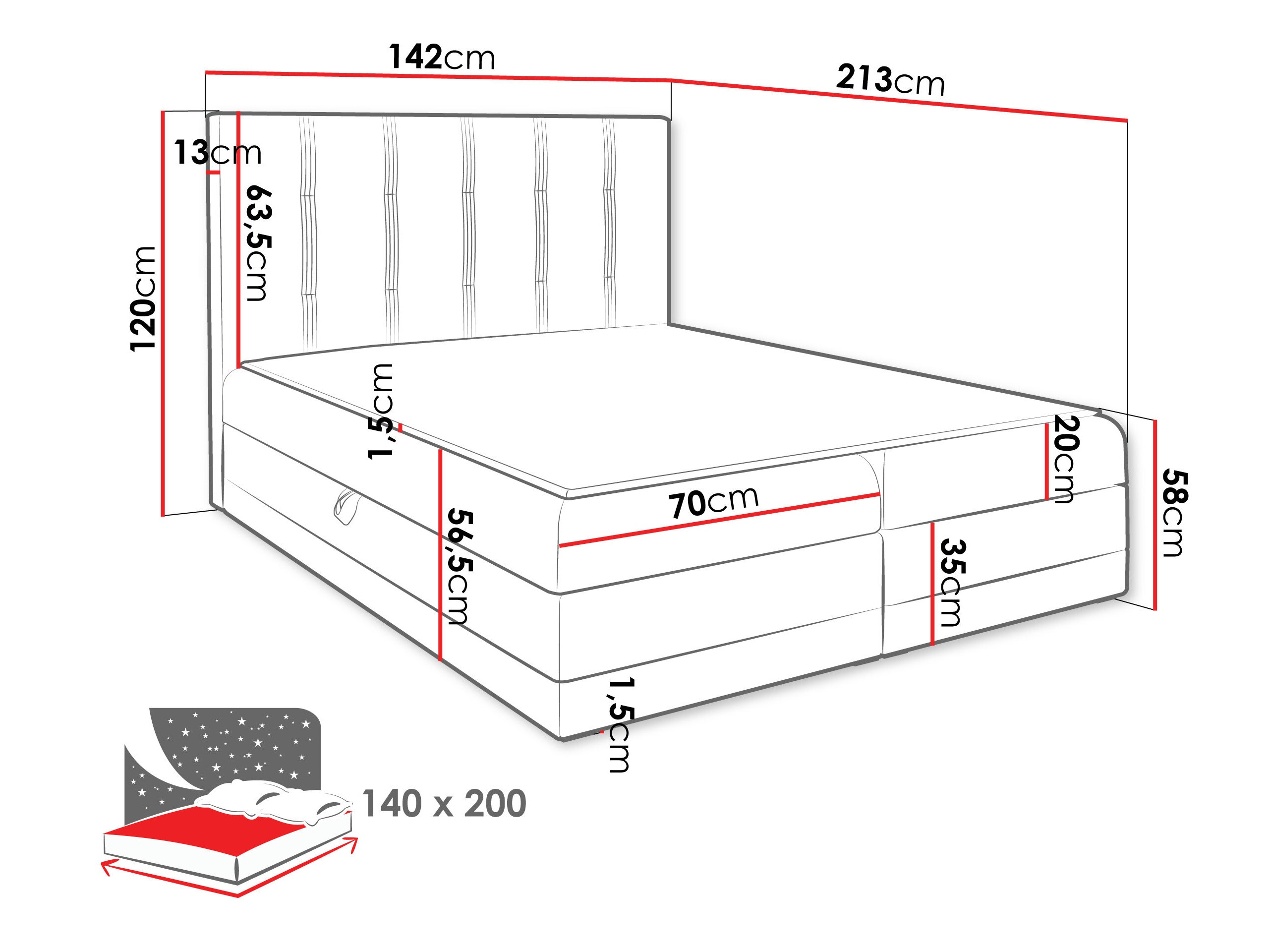 Boxspring krevet Villa (Kameleon 9 + Kameleon 29)