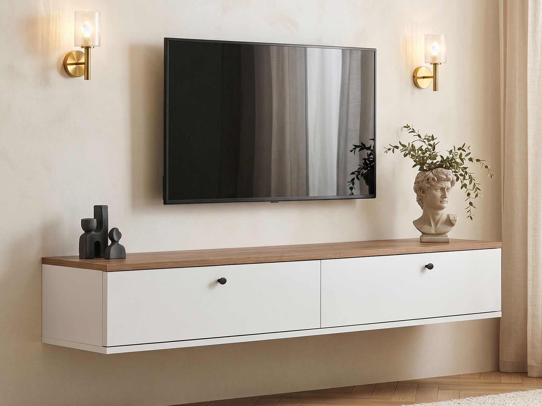 TV komoda Novato 173 (Belo + Bor)