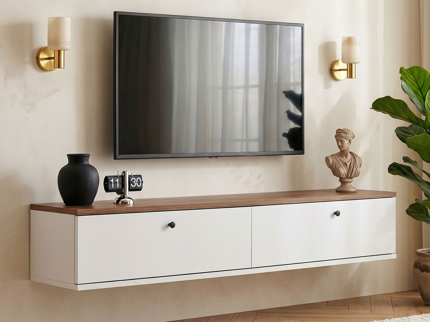 TV komoda Novato 174 (Belo + Bor)