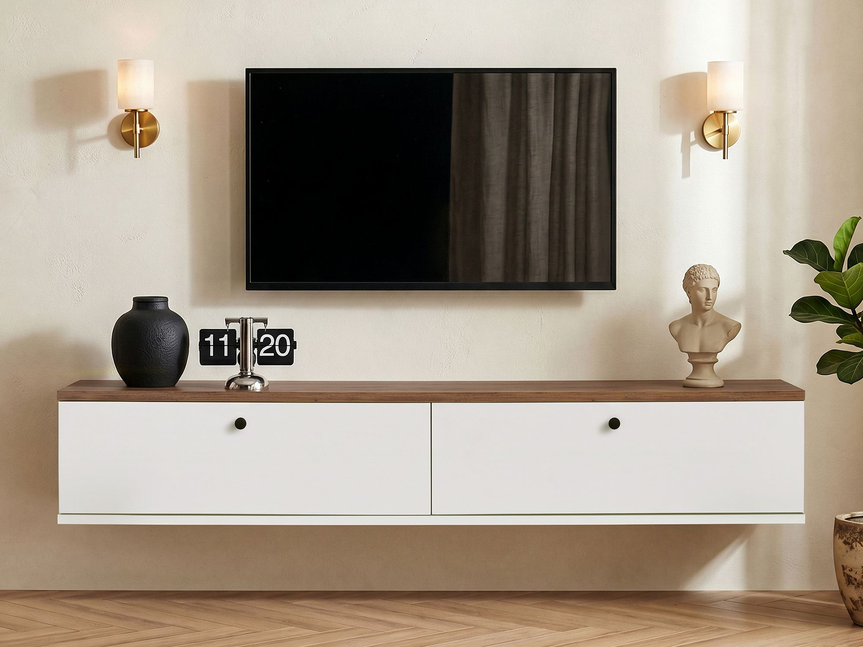 TV komoda Novato 174 (Belo + Bor)