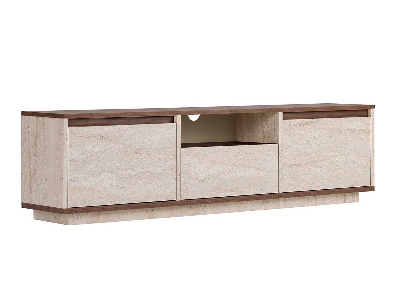 TV komoda Novato 167 (Svetli travertin + Orah)