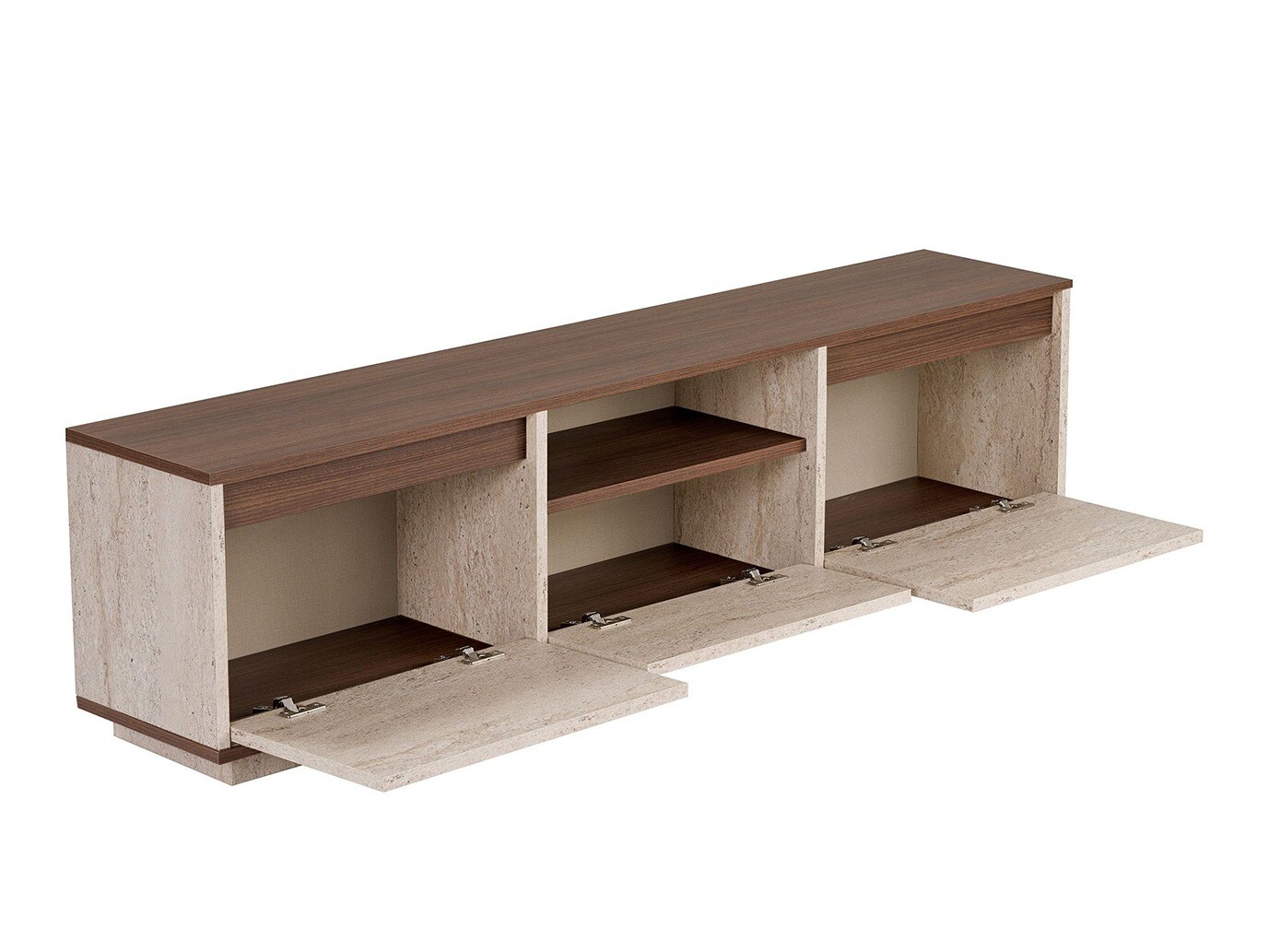 TV komoda Novato 167 (Svetli travertin + Orah)