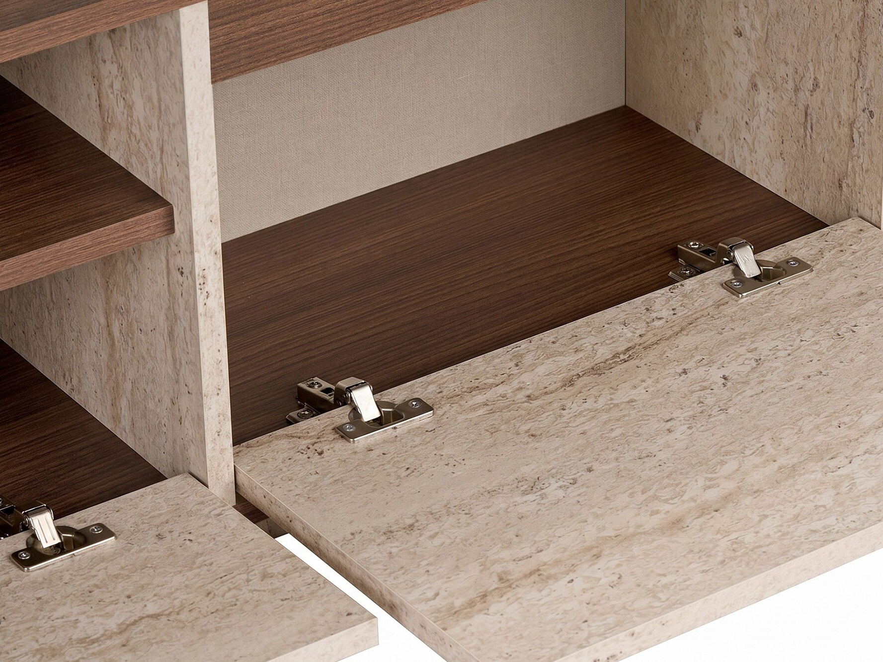 TV komoda Novato 167 (Svetli travertin + Orah)