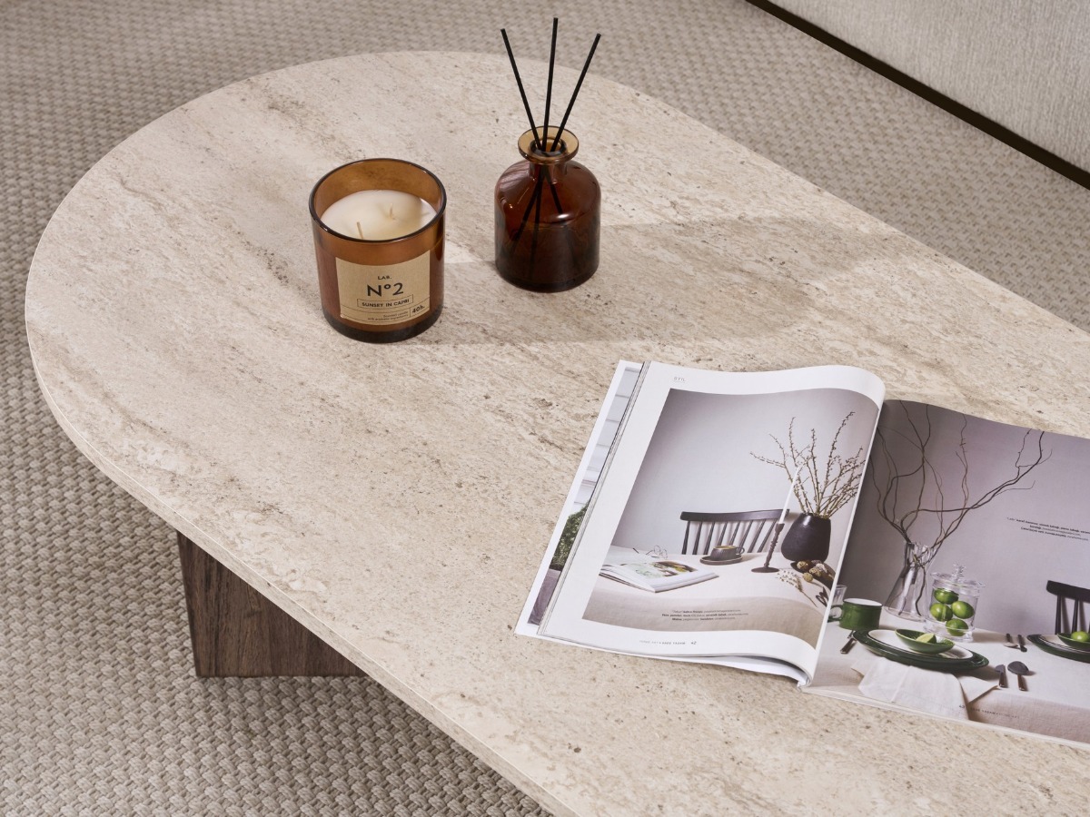 Stočić za kafu Novato 111 (Svetlo Travertine + Orah)