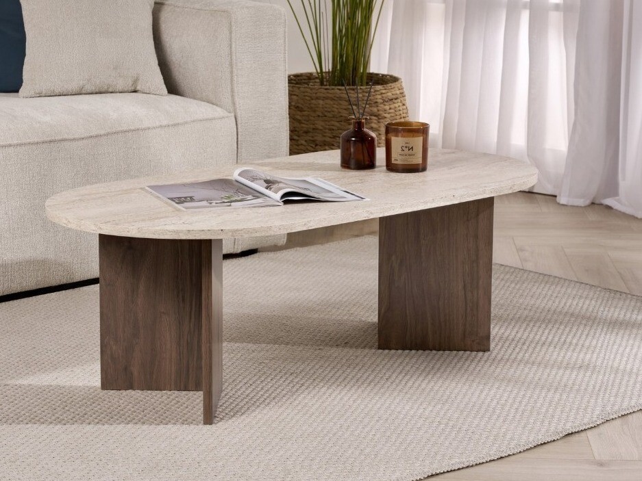 Stočić za kafu Novato 111 (Svetlo Travertine + Orah)
