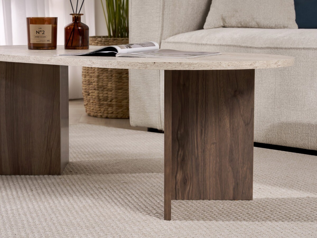 Stočić za kafu Novato 111 (Svetlo Travertine + Orah)