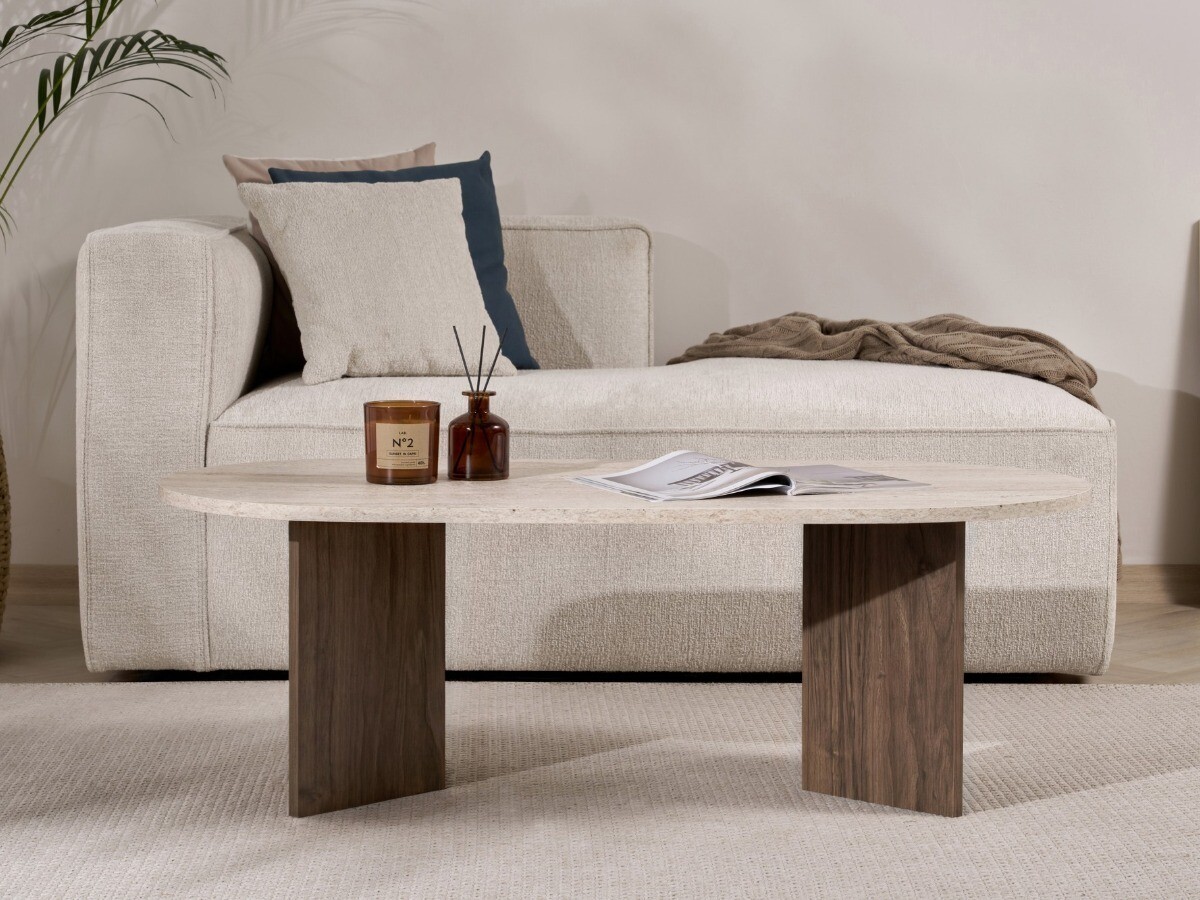 Stočić za kafu Novato 111 (Svetlo Travertine + Orah)