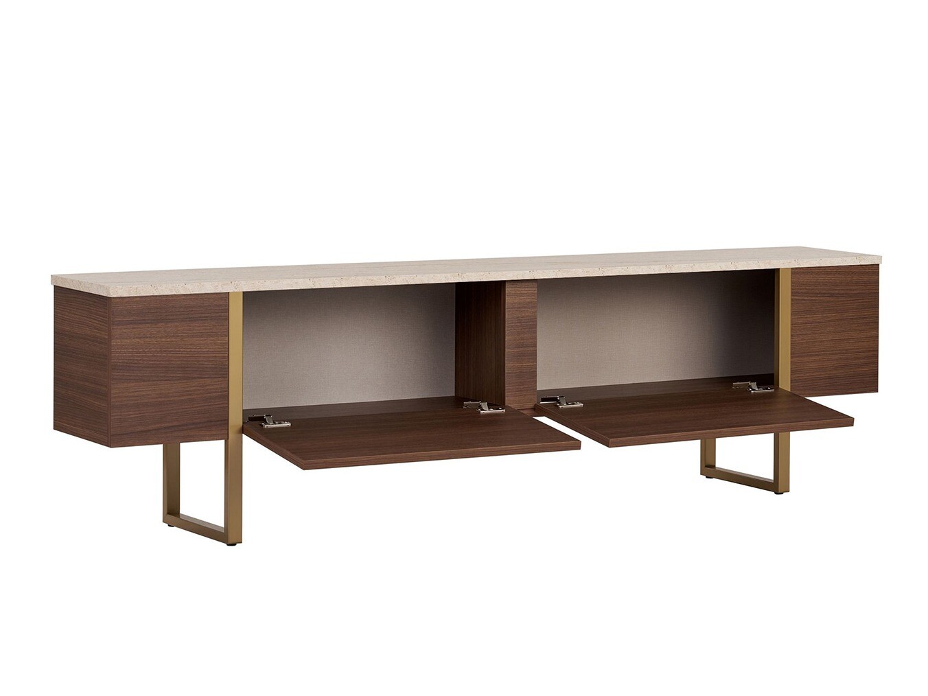 TV komoda Novato 156 (Orah + Svetli travertin)