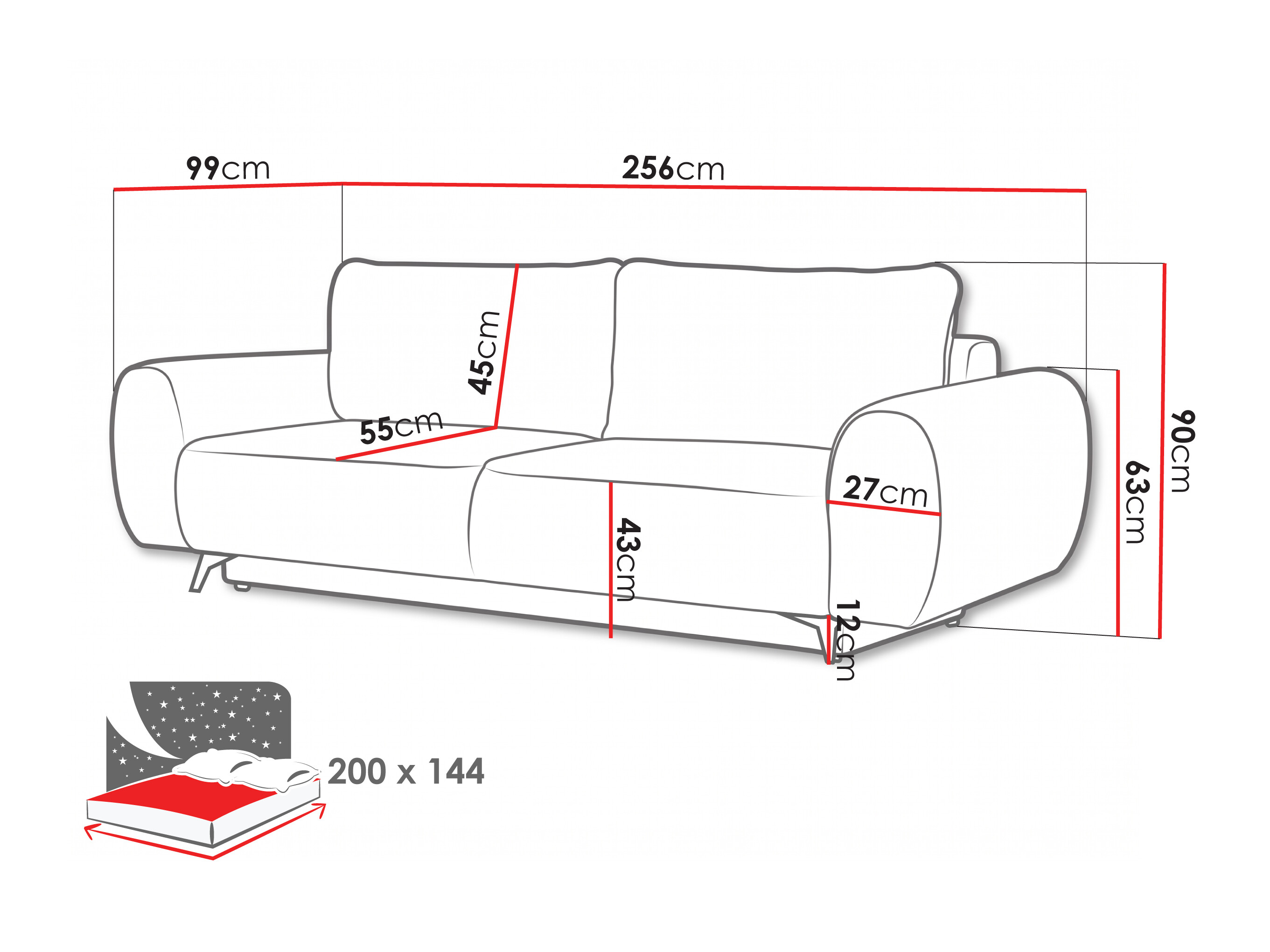 Sofa na razvlačenje Margate 145 (Bella 85)