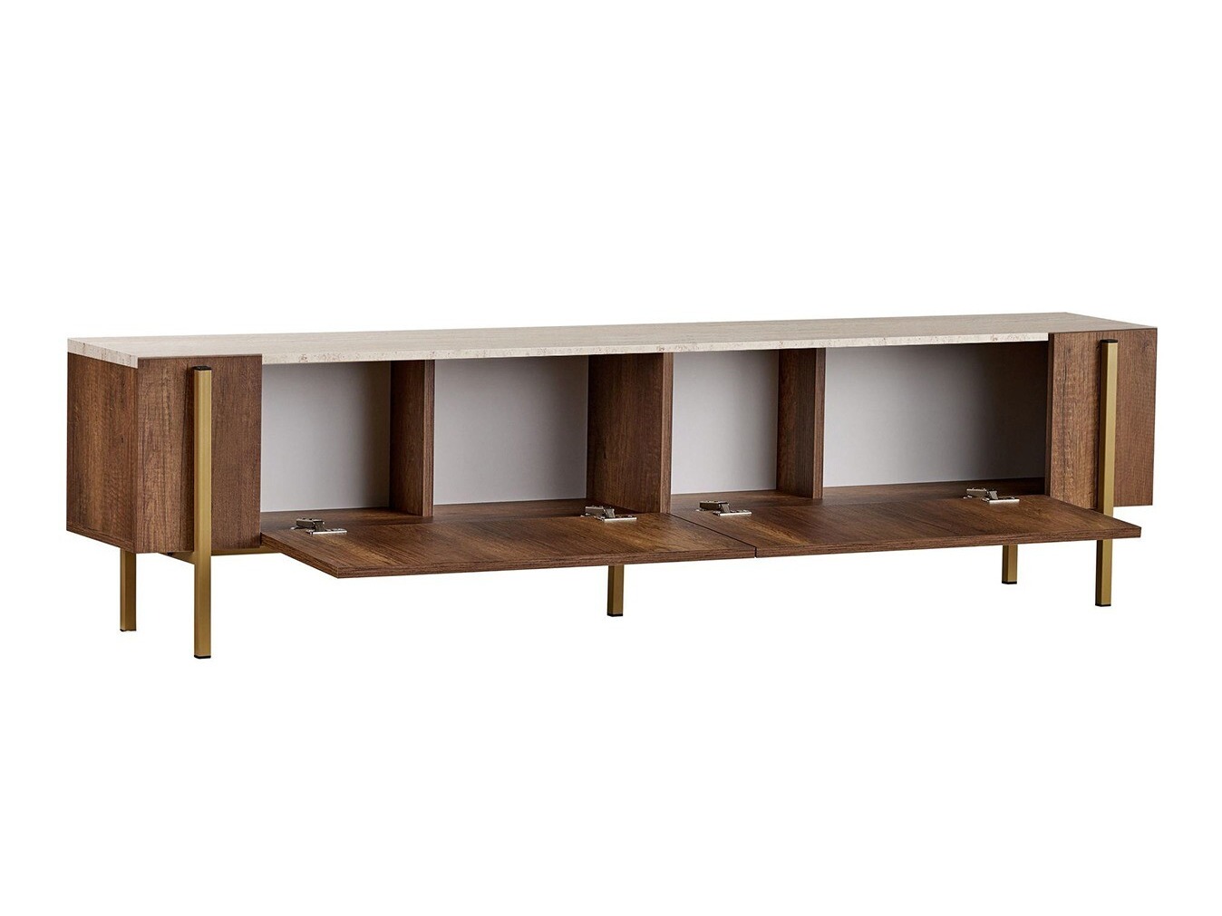TV komoda Novato 154 (Orah + Svetli travertin)