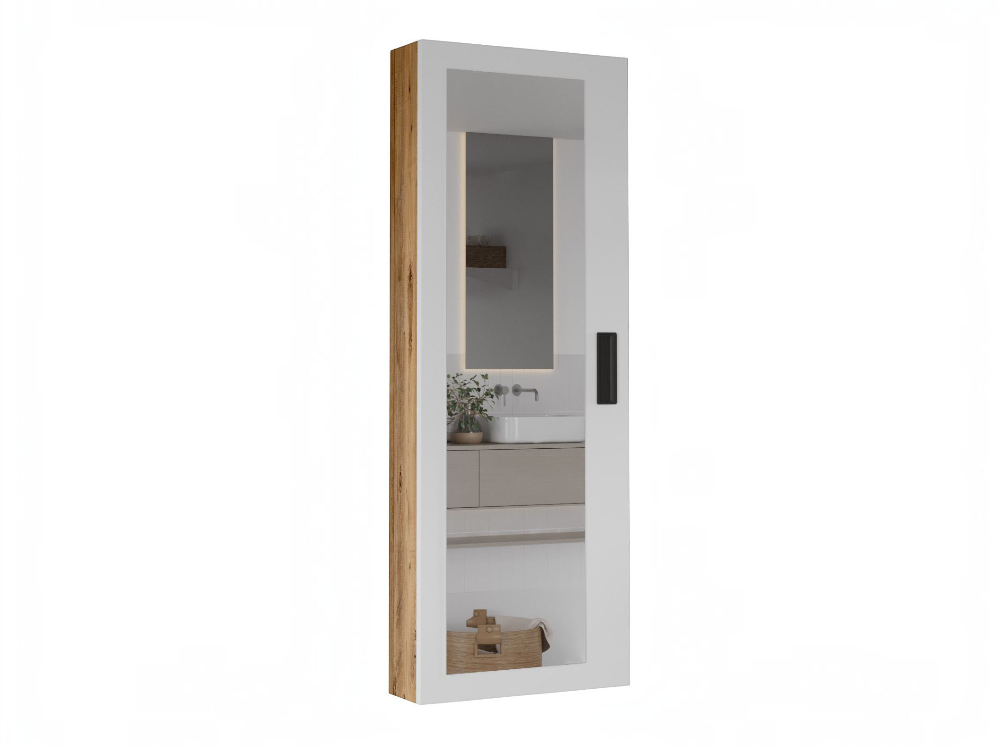 Ormarić za kupatilo sa ogledalom Kailua 2856 (Bor + Belo)