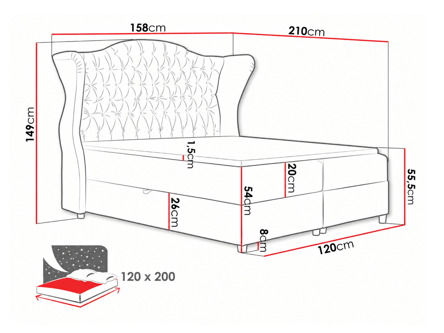 Boxspring krevet Poeta (Kronos 29)