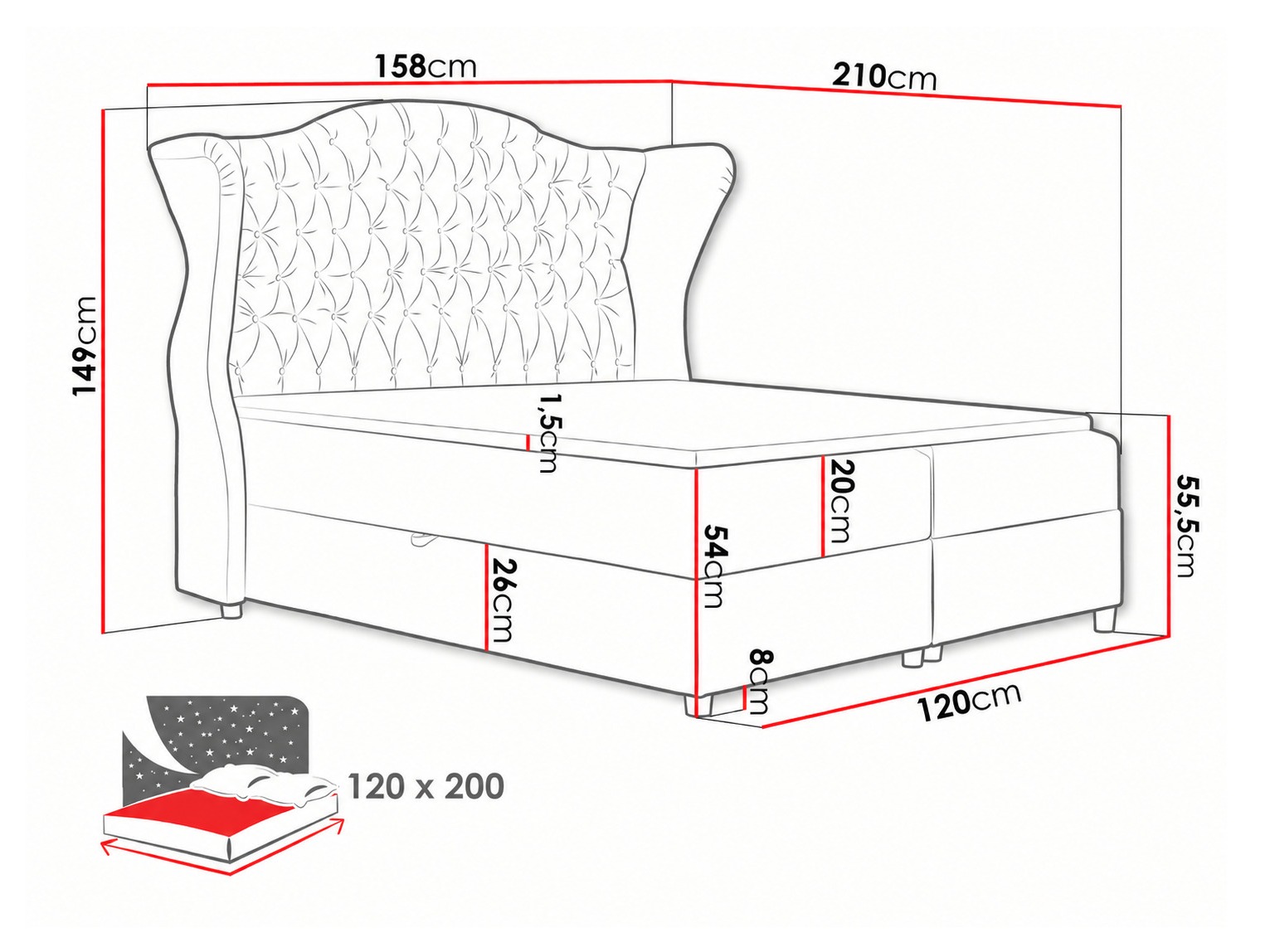 Boxspring krevet Poeta (Paros 3)