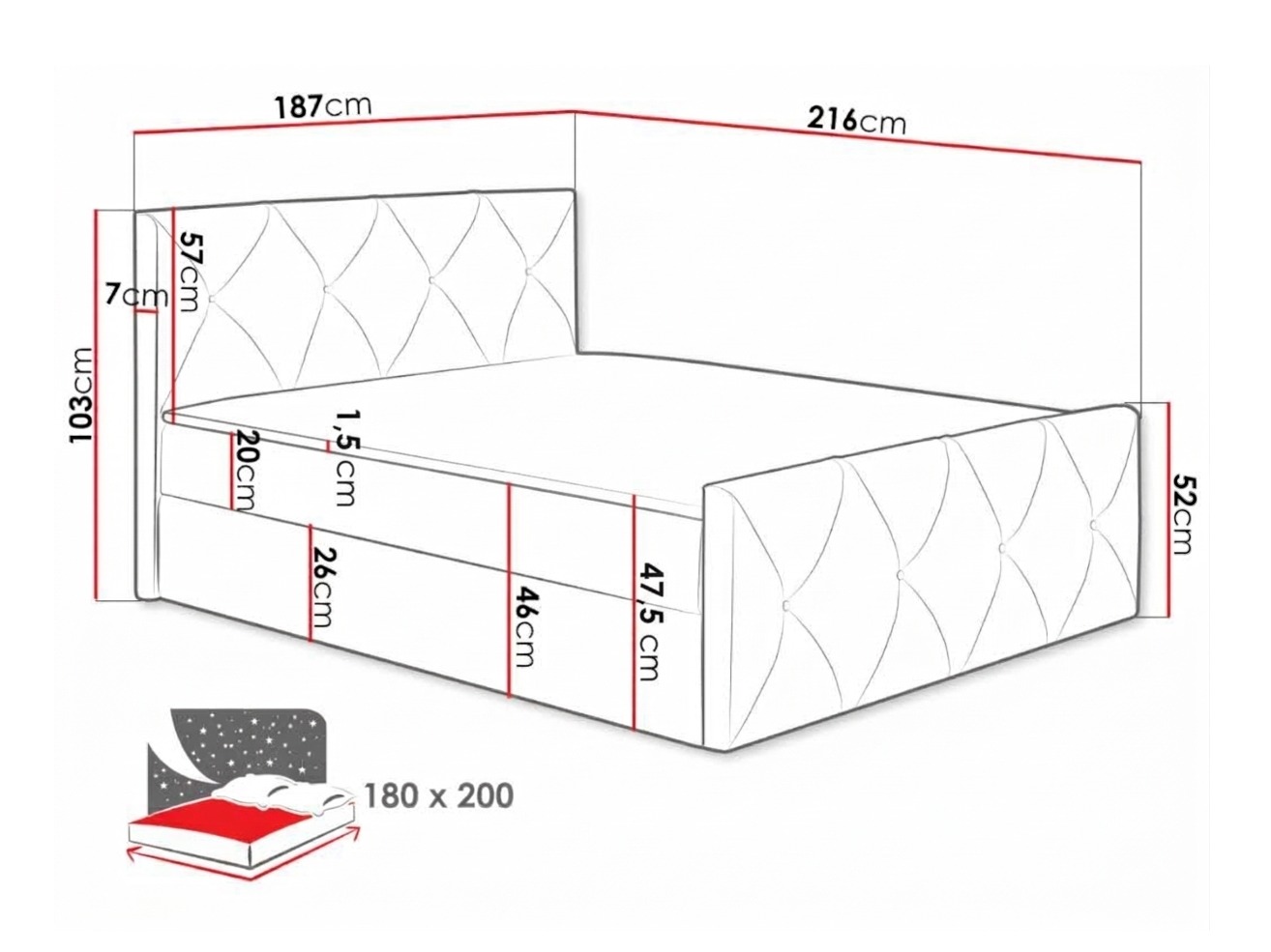 Boxspring krevet Litus I (Mono 242)