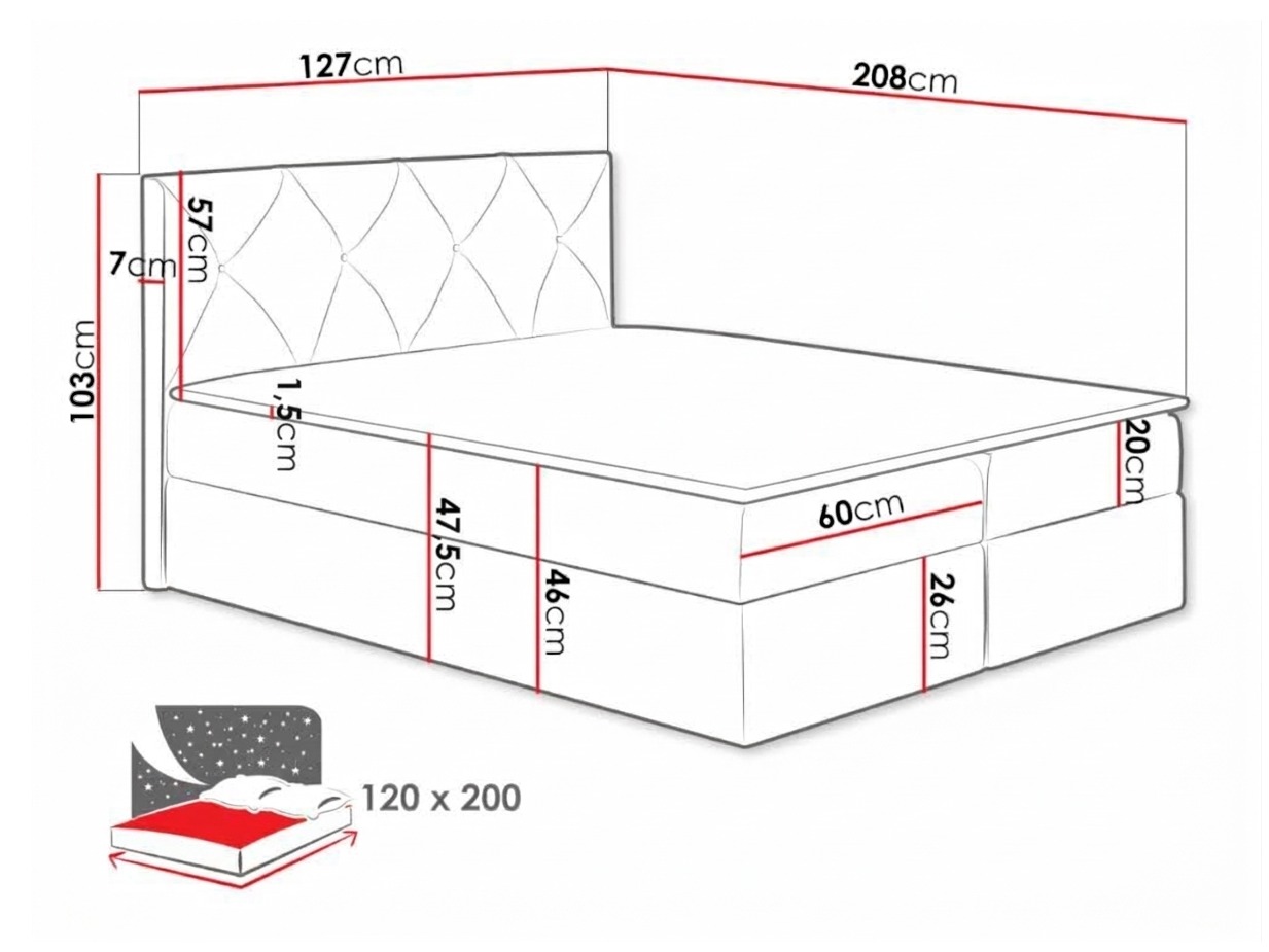 Boxspring krevet Litus (Mono 235)