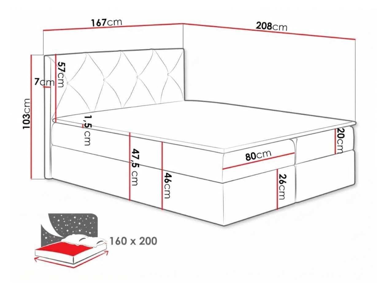 Boxspring krevet Litus (Mono 235)