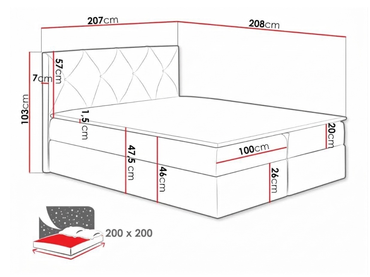 Boxspring krevet Litus (Mono 235)
